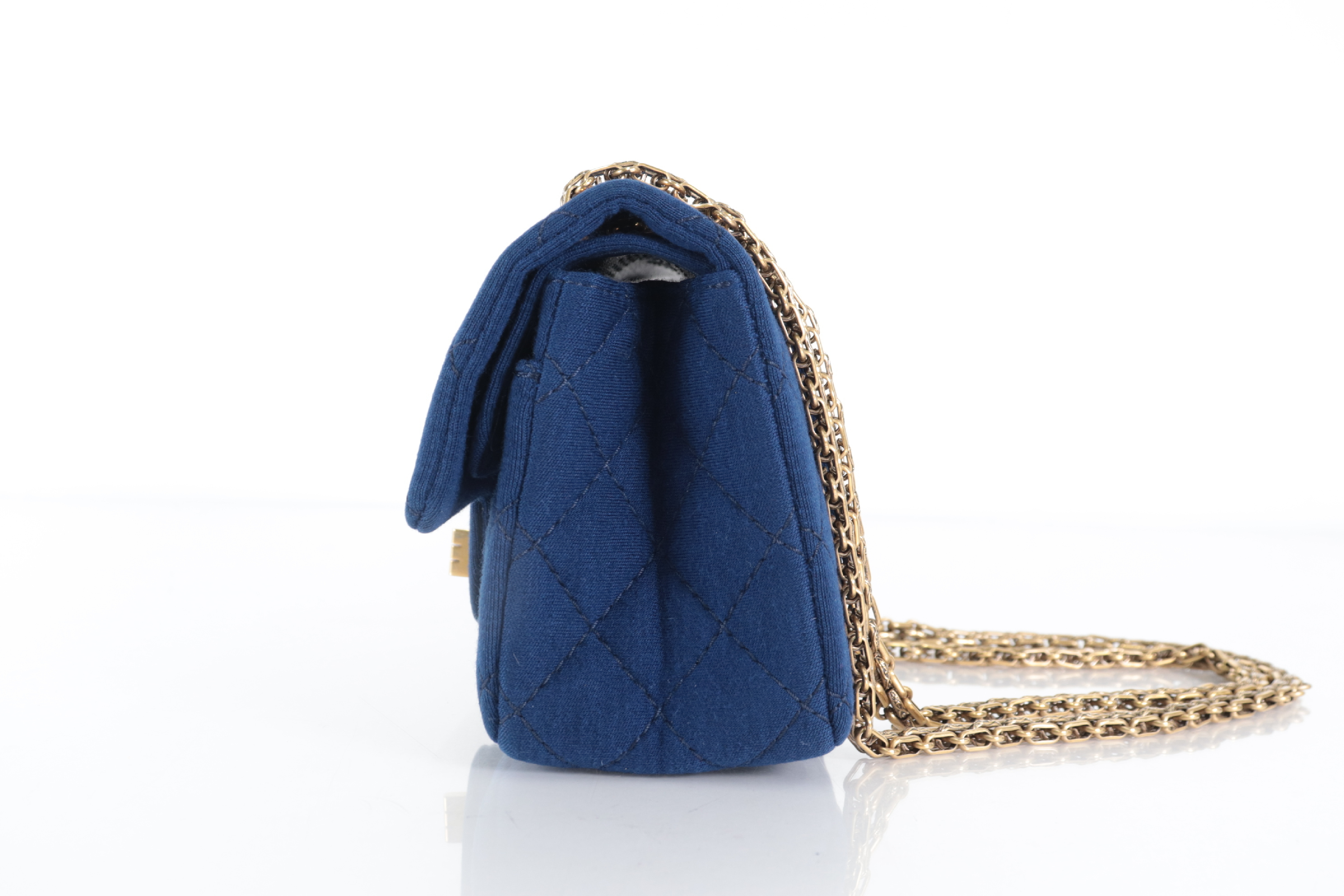 2.55 Mini Mat Double Flap Chain Shoulder Bag, Navy, Series 20s — view 5