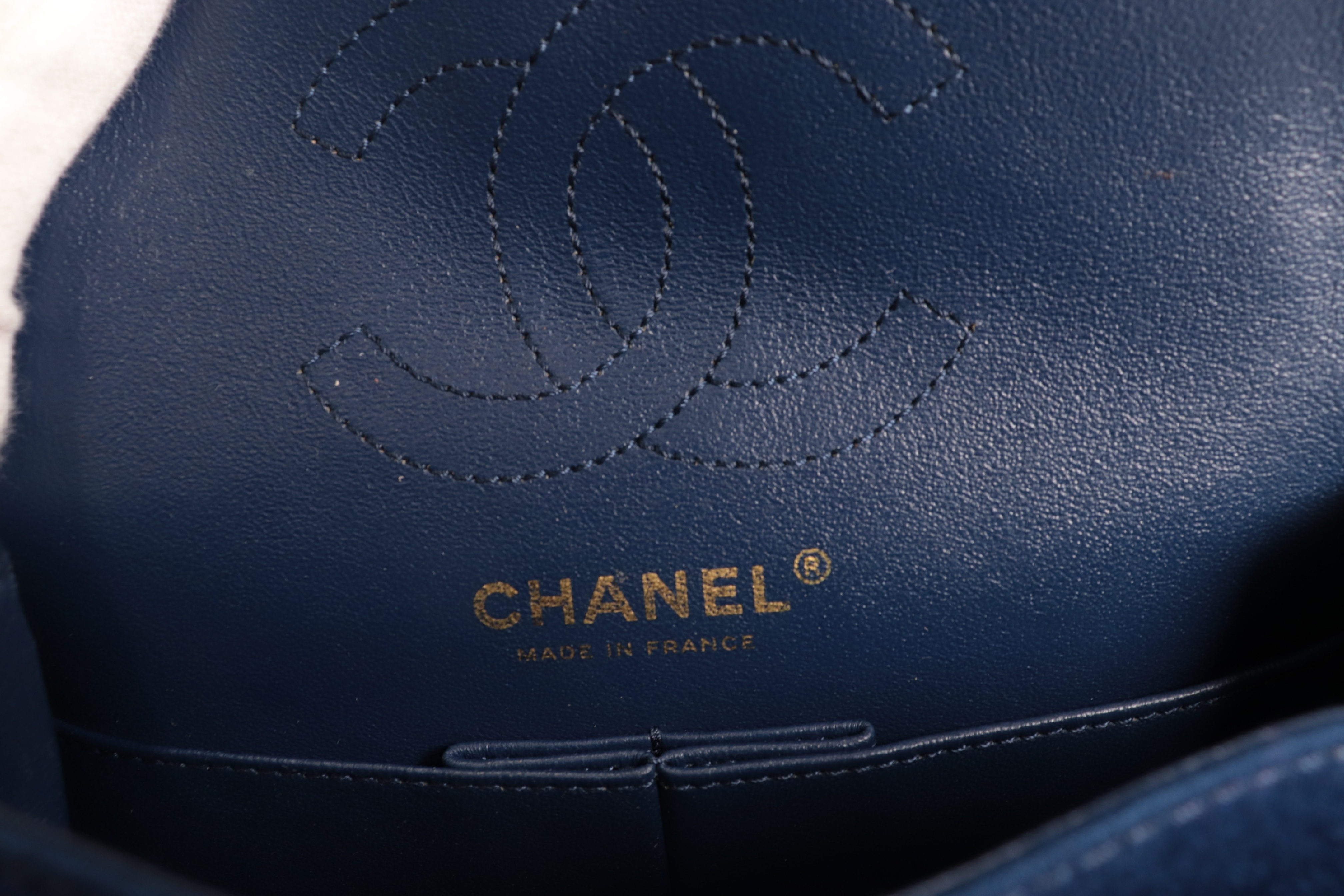 2.55 Mini Mat Double Flap Chain Shoulder Bag, Navy, Series 20s — view 8