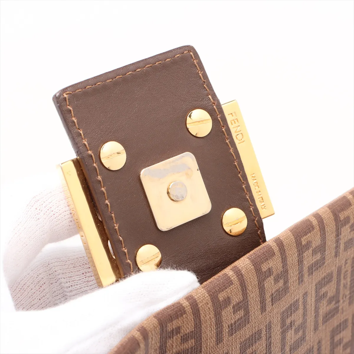 Zucchino Mamma Bucket PVC x Leather Shoulder Bag Brown 8BR001 — view 11
