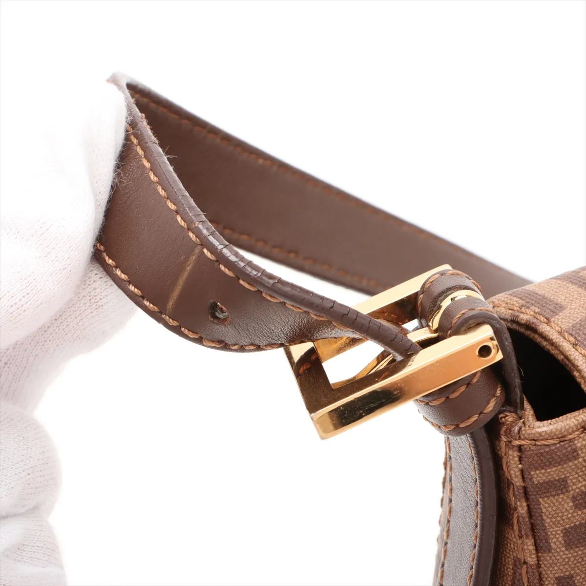 Zucchino Mamma Bucket PVC x Leather Shoulder Bag Brown 8BR001 — view 12