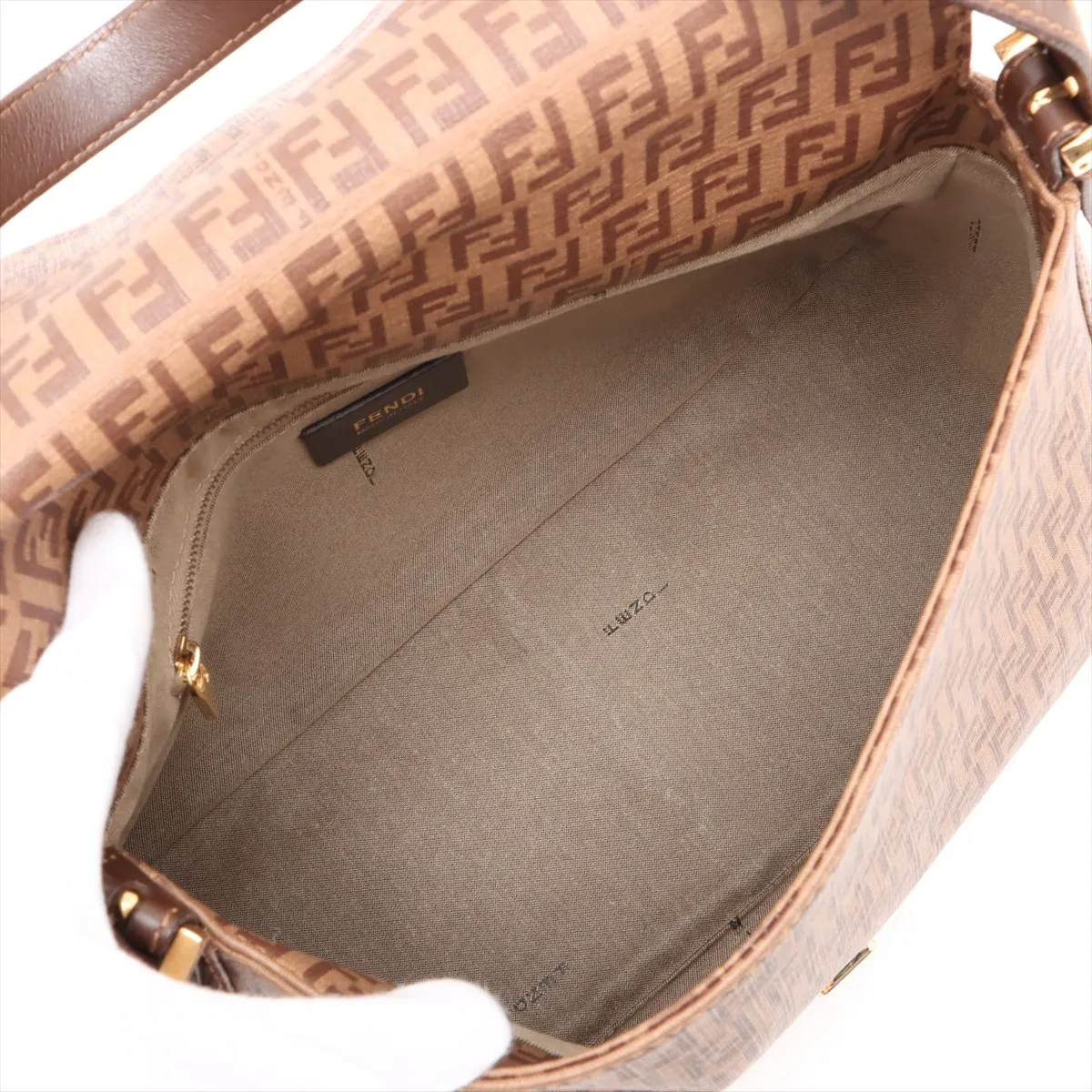 Zucchino Mamma Bucket PVC x Leather Shoulder Bag Brown 8BR001 — view 7
