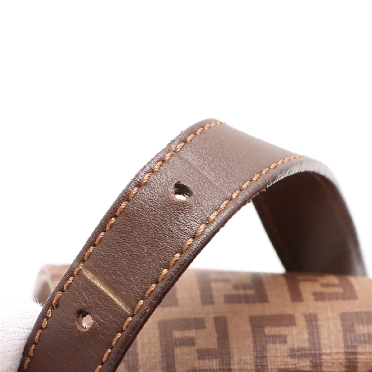 Zucchino Mamma Bucket PVC x Leather Shoulder Bag Brown 8BR001 — view 10