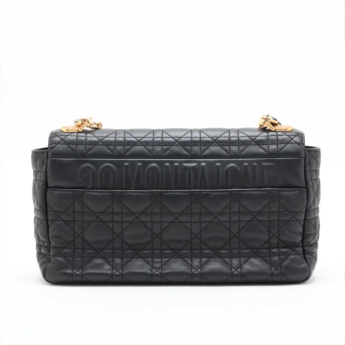 Cannage Caro Leather Chain Shoulder Bag, Black — view 2