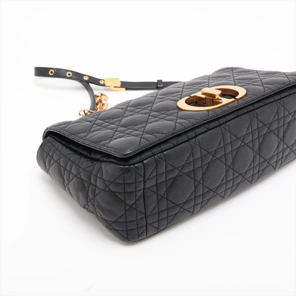 Cannage Caro Leather Chain Shoulder Bag, Black — view 4