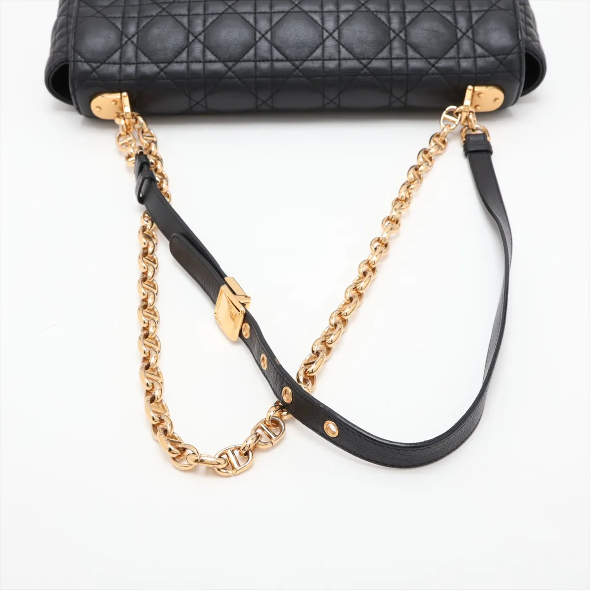 Cannage Caro Leather Chain Shoulder Bag, Black — view 5