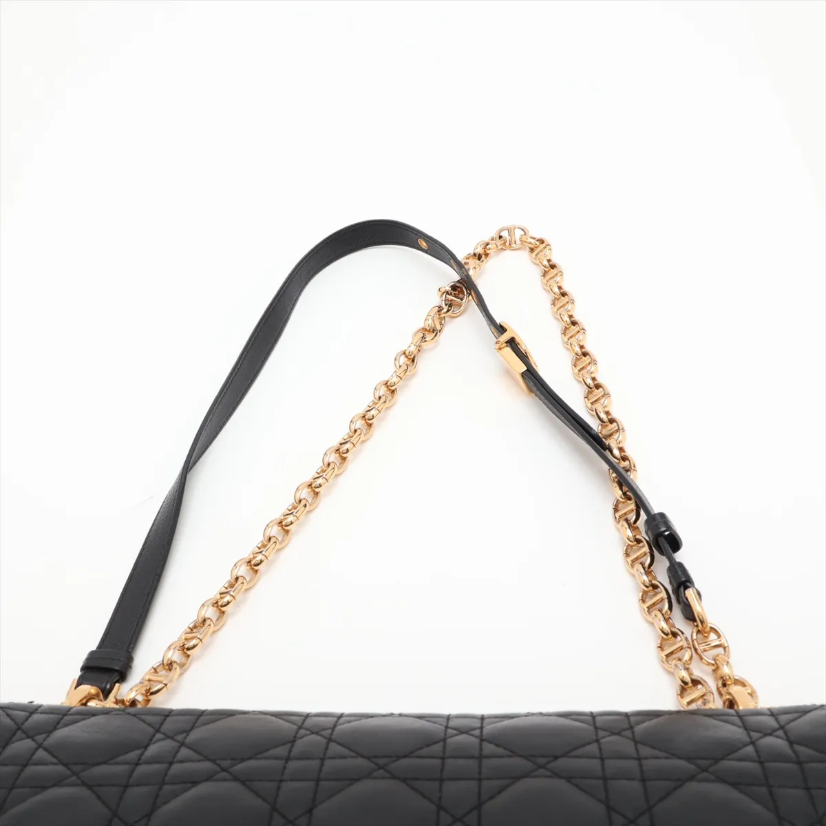 Cannage Caro Leather Chain Shoulder Bag, Black — view 6