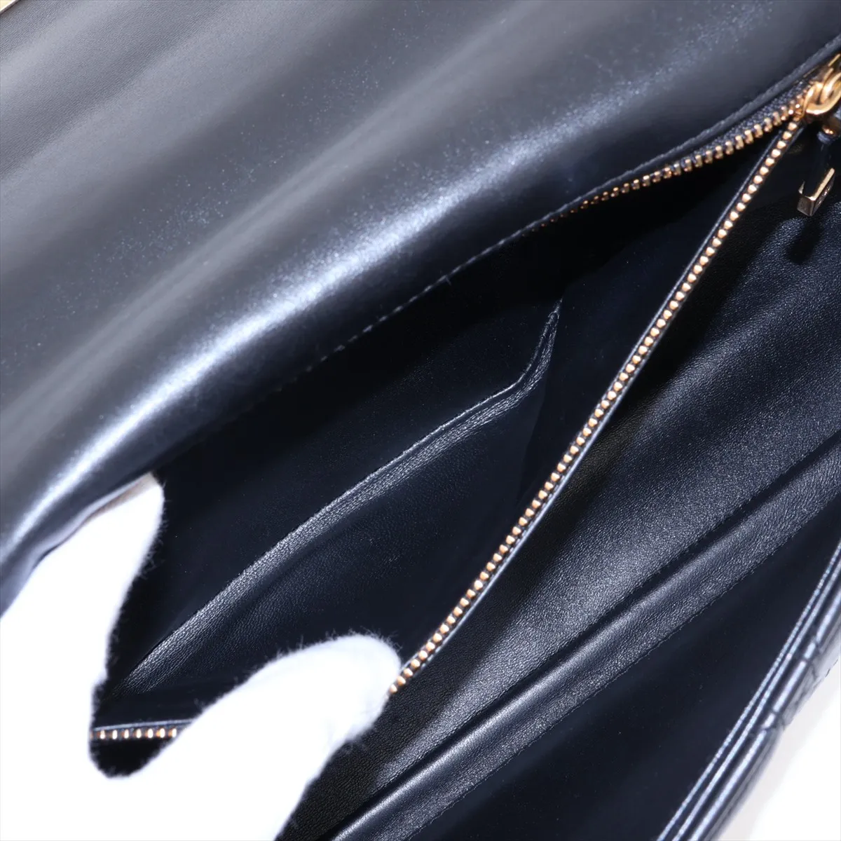 Cannage Caro Leather Chain Shoulder Bag, Black — view 8