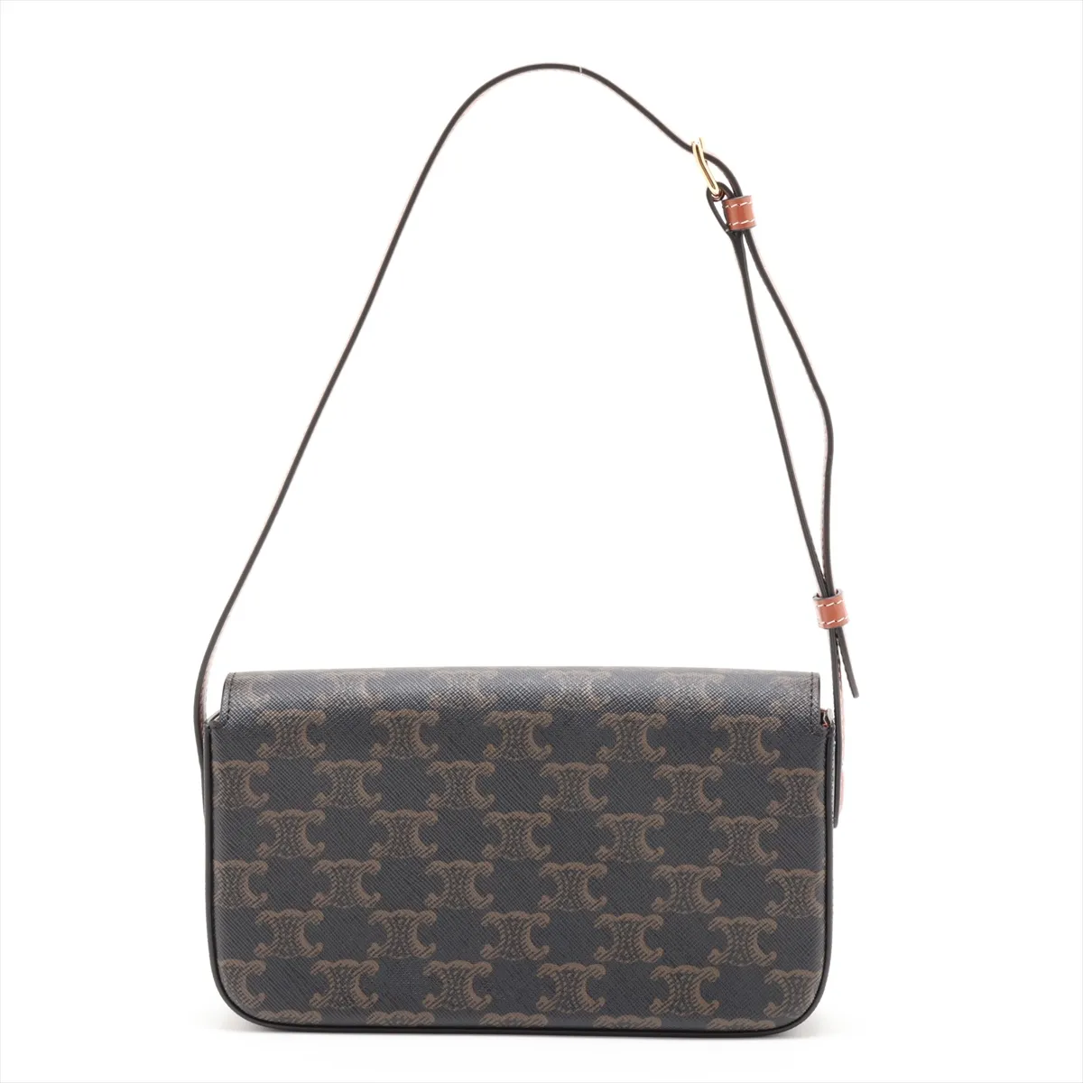 Triomphe Claude PVC x Leather Shoulder Bag, Black — view 2