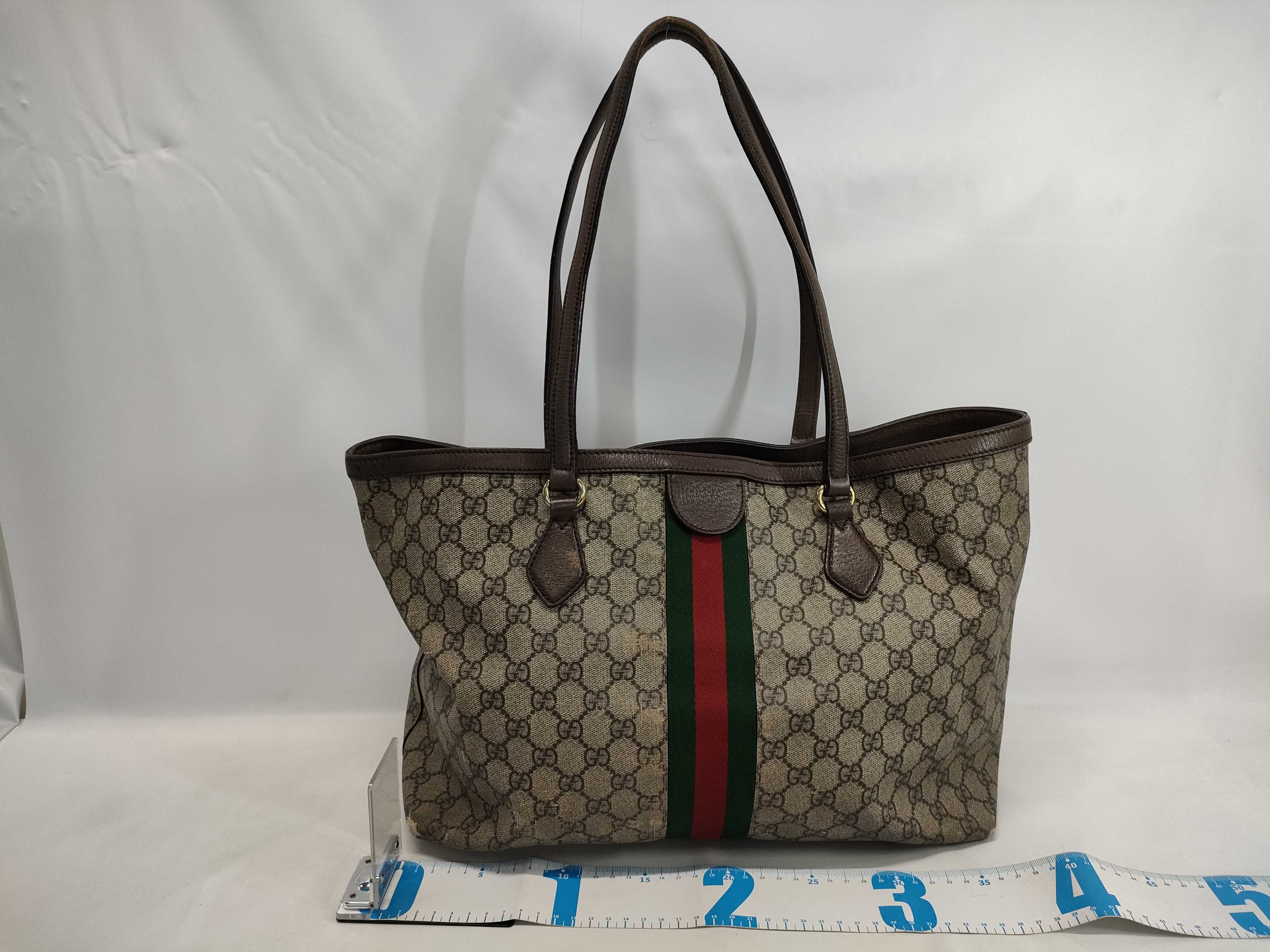 GG Supreme Ophidia PVC x Leather Tote Bag, Beige x Brown, 631685 (Tote Bag) — view 2