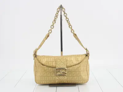 Zucca Chain Shoulder Bag, PVC, Gold