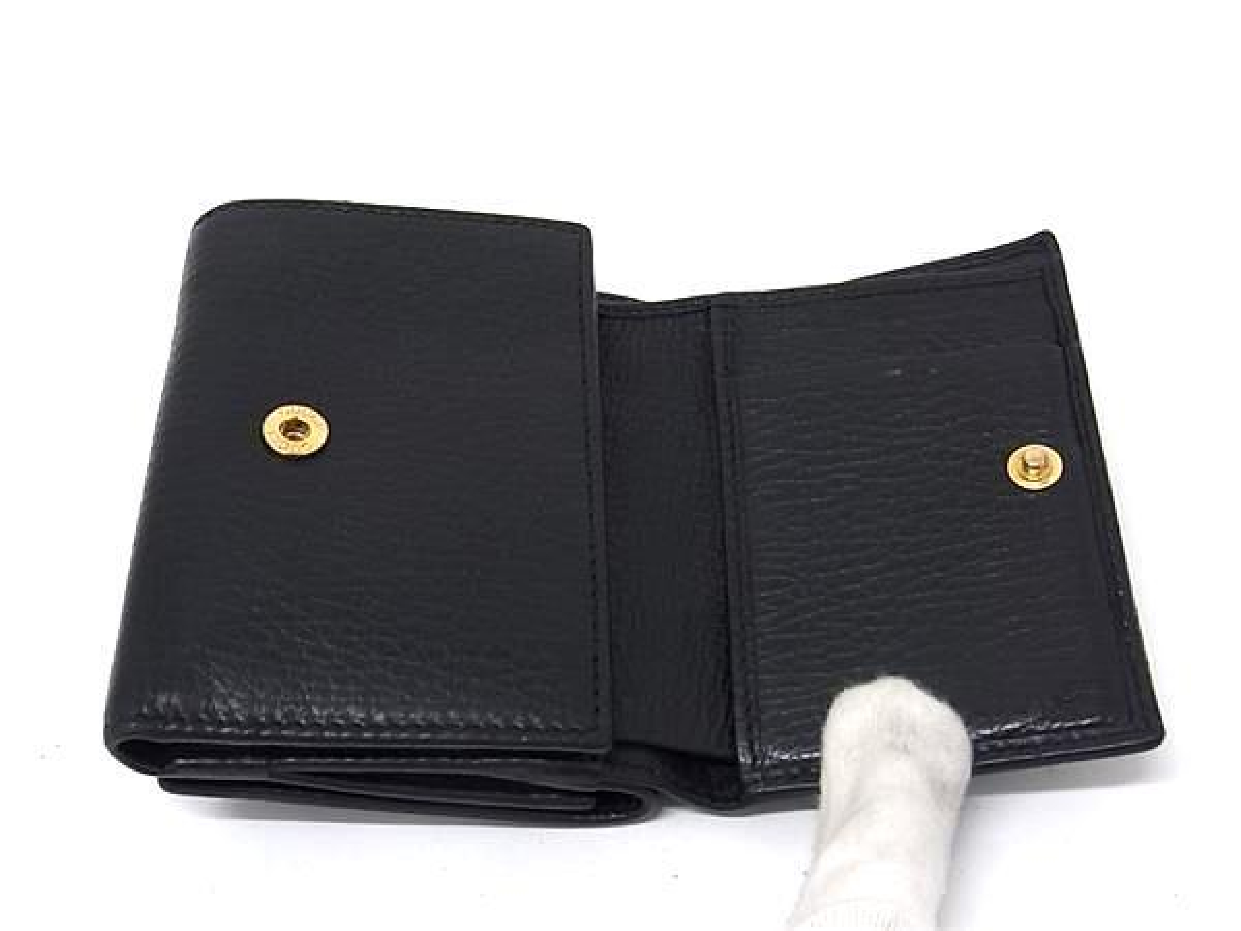 74746 534563 GG Marmont Leather Tri-fold Wallet, Billfold, Coin Purse, Women's/Men's, Black, HB3775 — view 3
