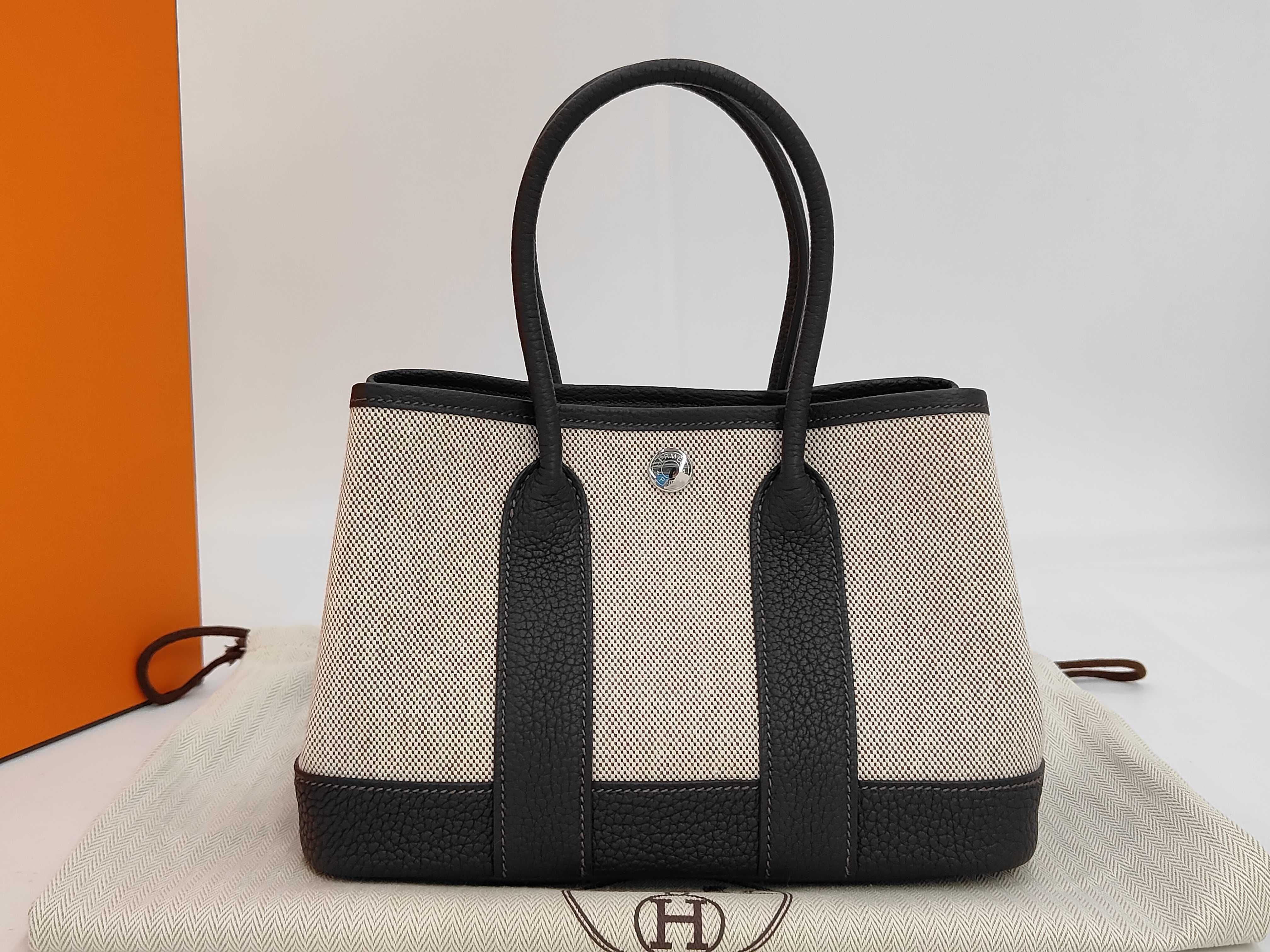 Neo Garden Party 23 Toile H Ecru x Terre x Be Brown Silver Hardware G Stamp Tote Bag