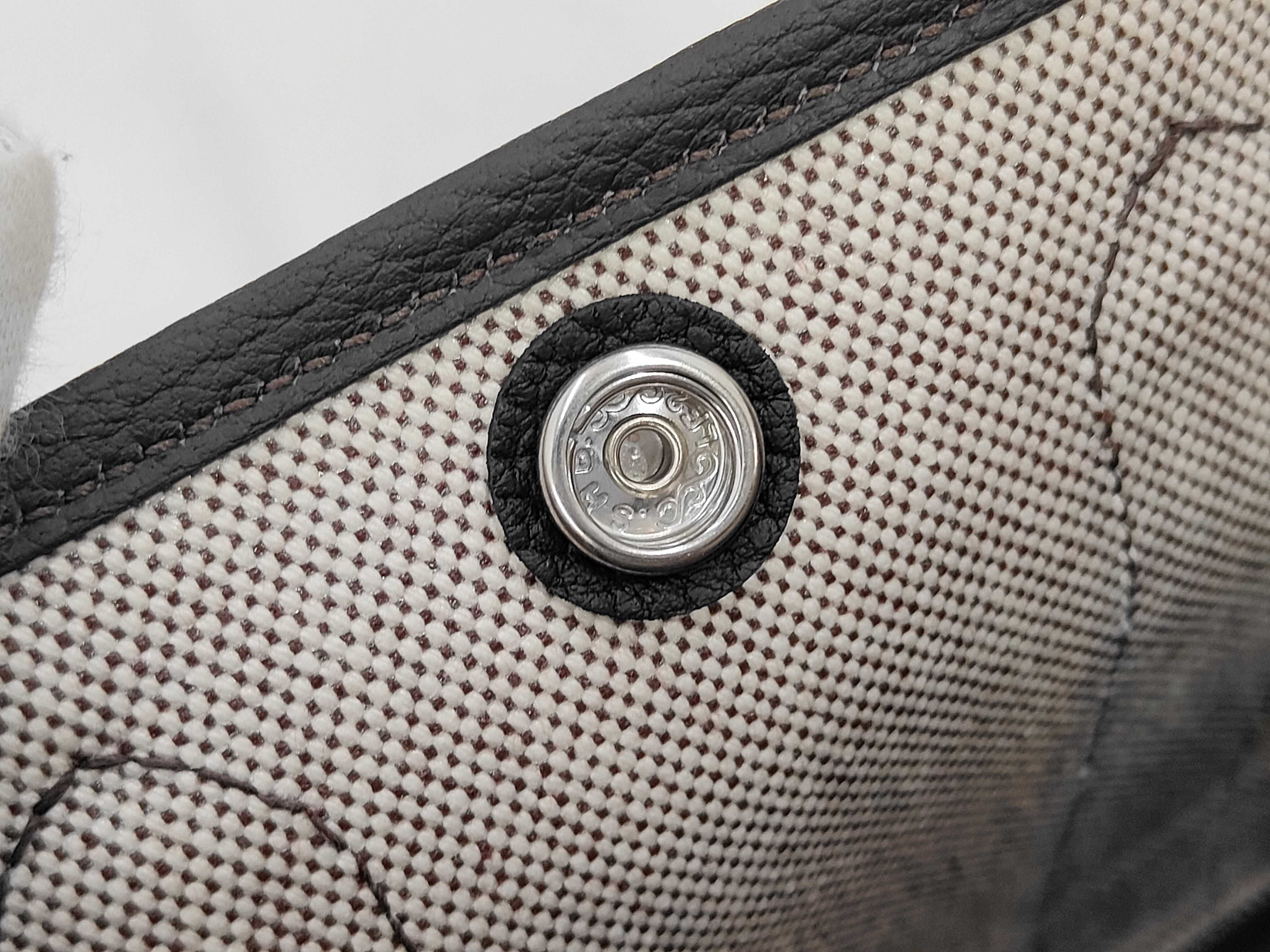 Neo Garden Party 23 Toile H Ecru x Terre x Be Brown Silver Hardware G Stamp Tote Bag — view 11