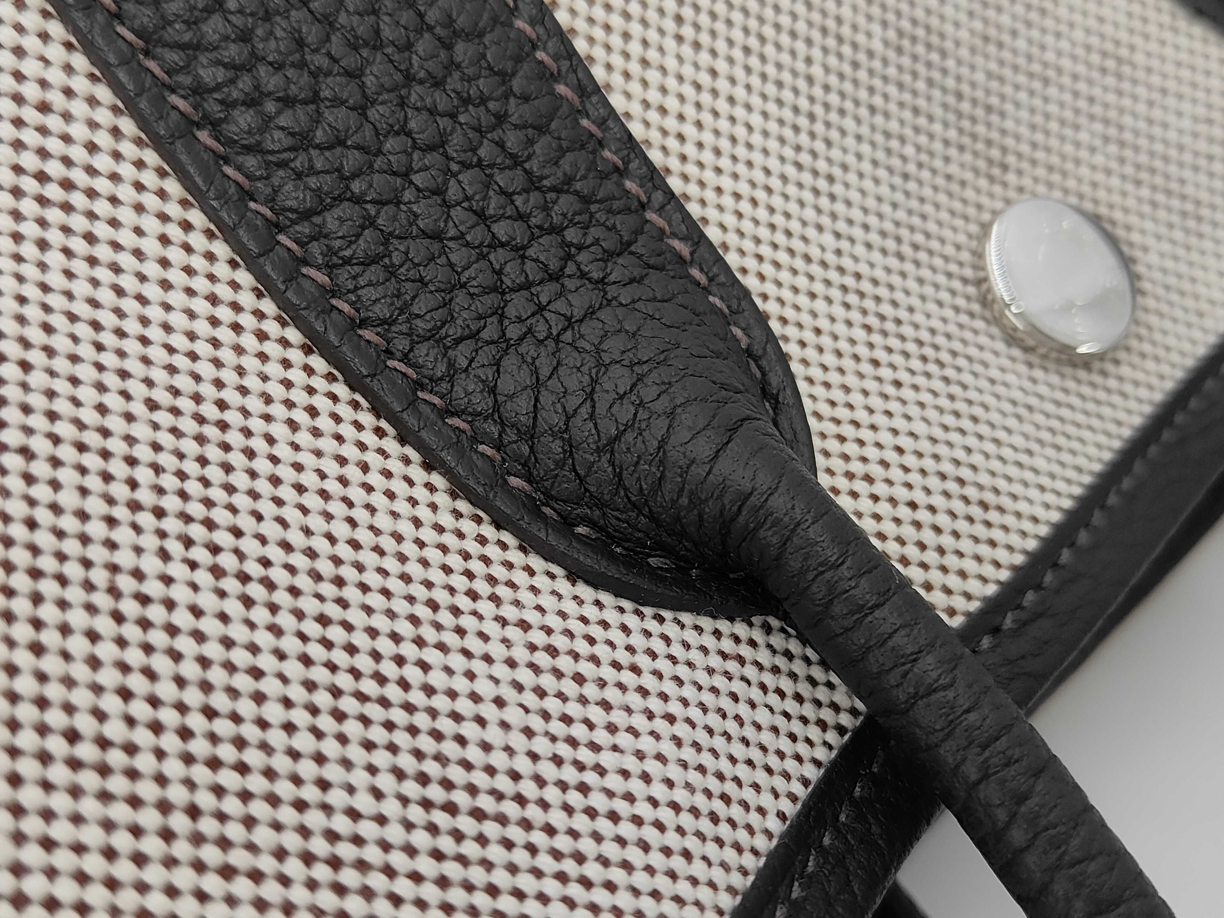 Neo Garden Party 23 Toile H Ecru x Terre x Be Brown Silver Hardware G Stamp Tote Bag — view 7