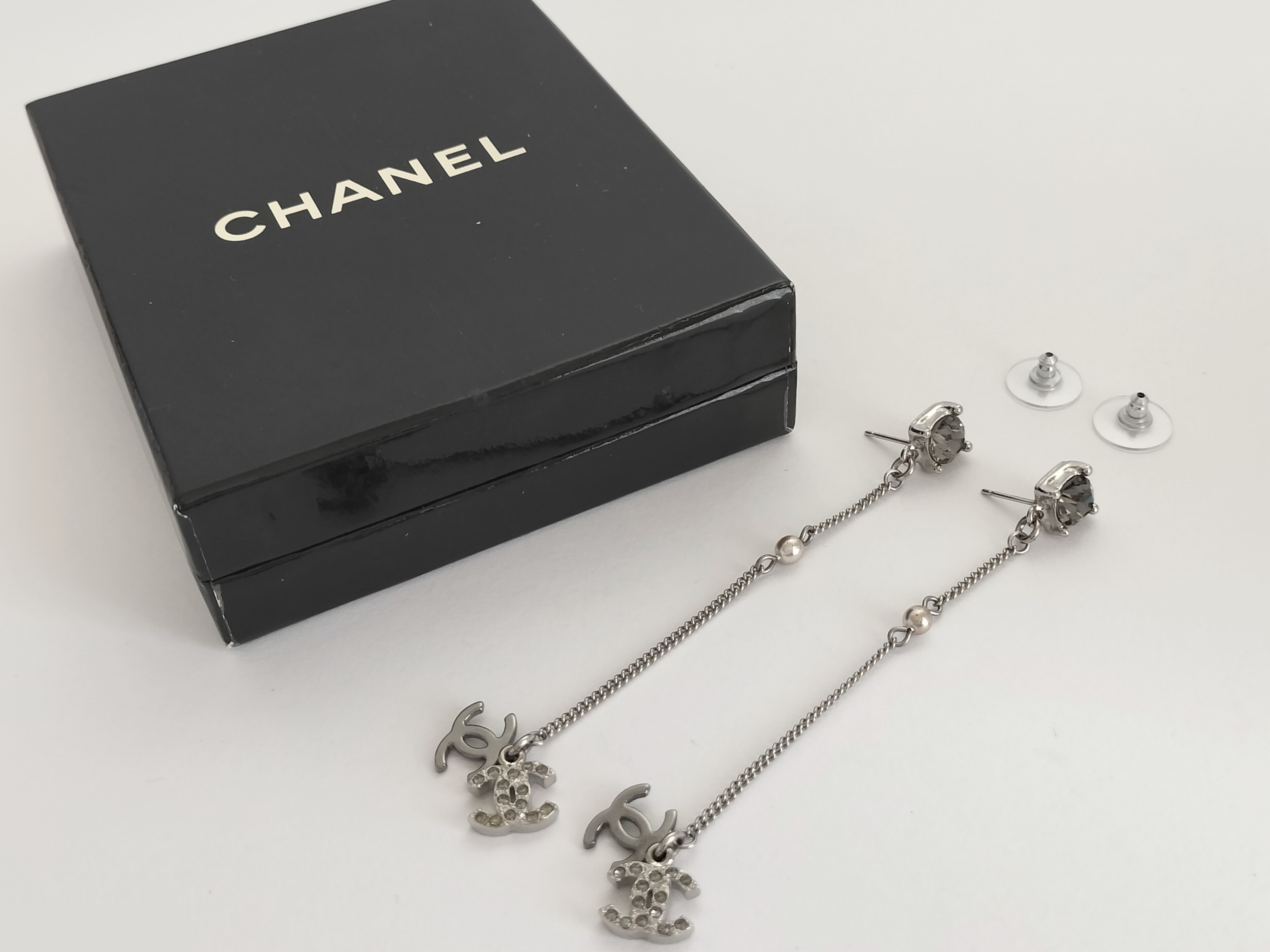 Coco Rhinestone Silver Earrings — view 2