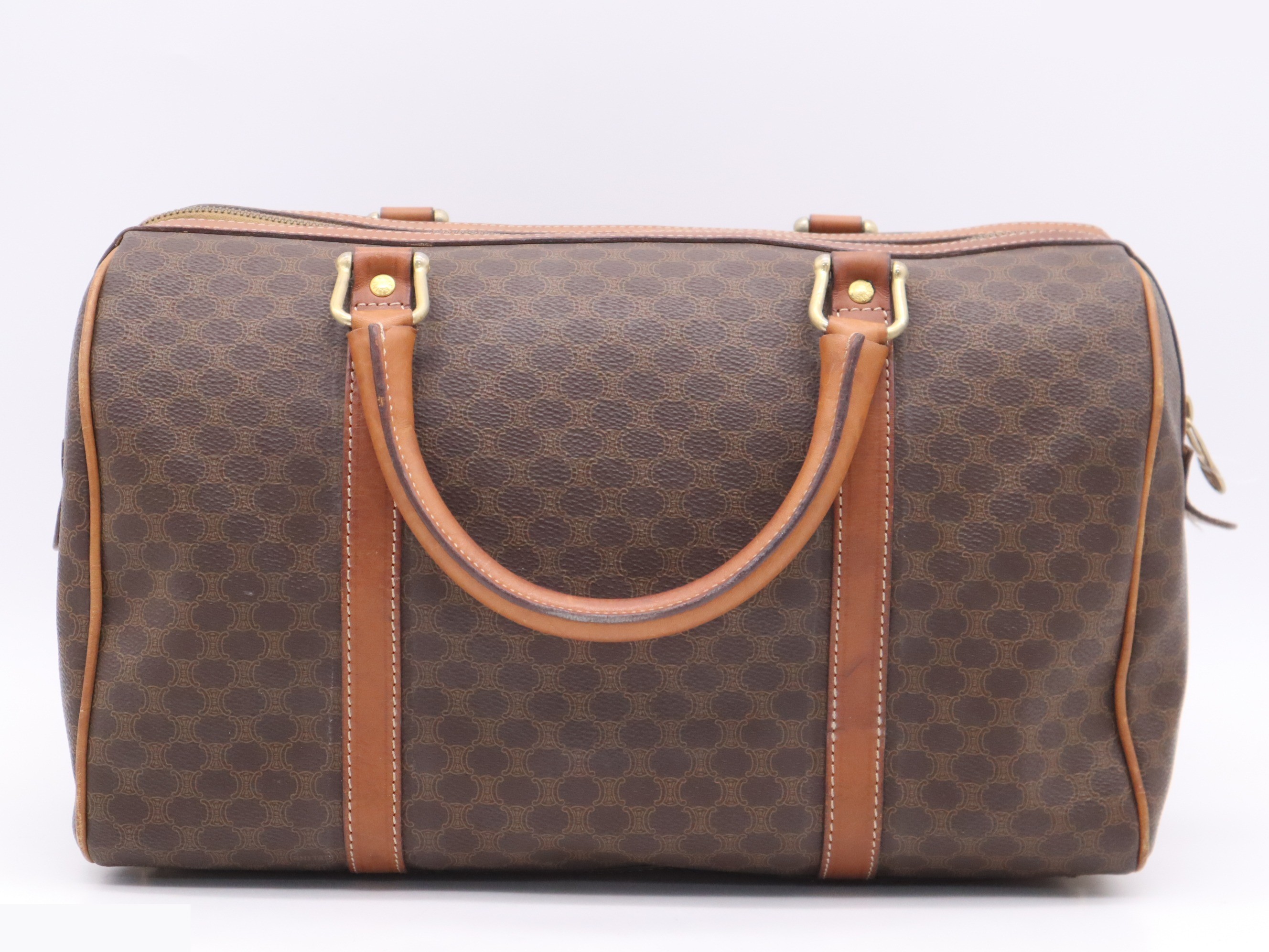 PVC Macadam Mini Boston Bag, Brown — view 2