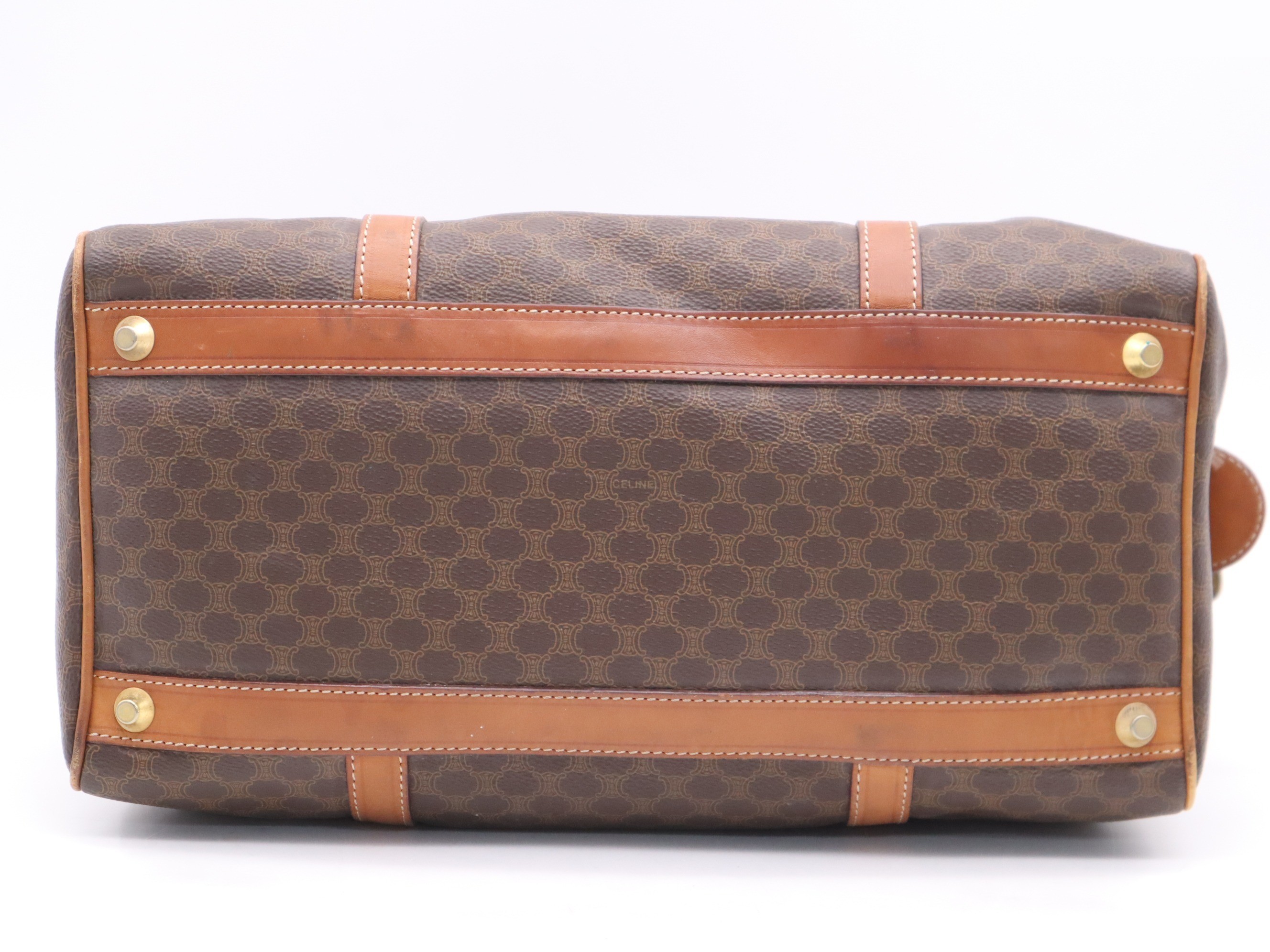 PVC Macadam Mini Boston Bag, Brown — view 4