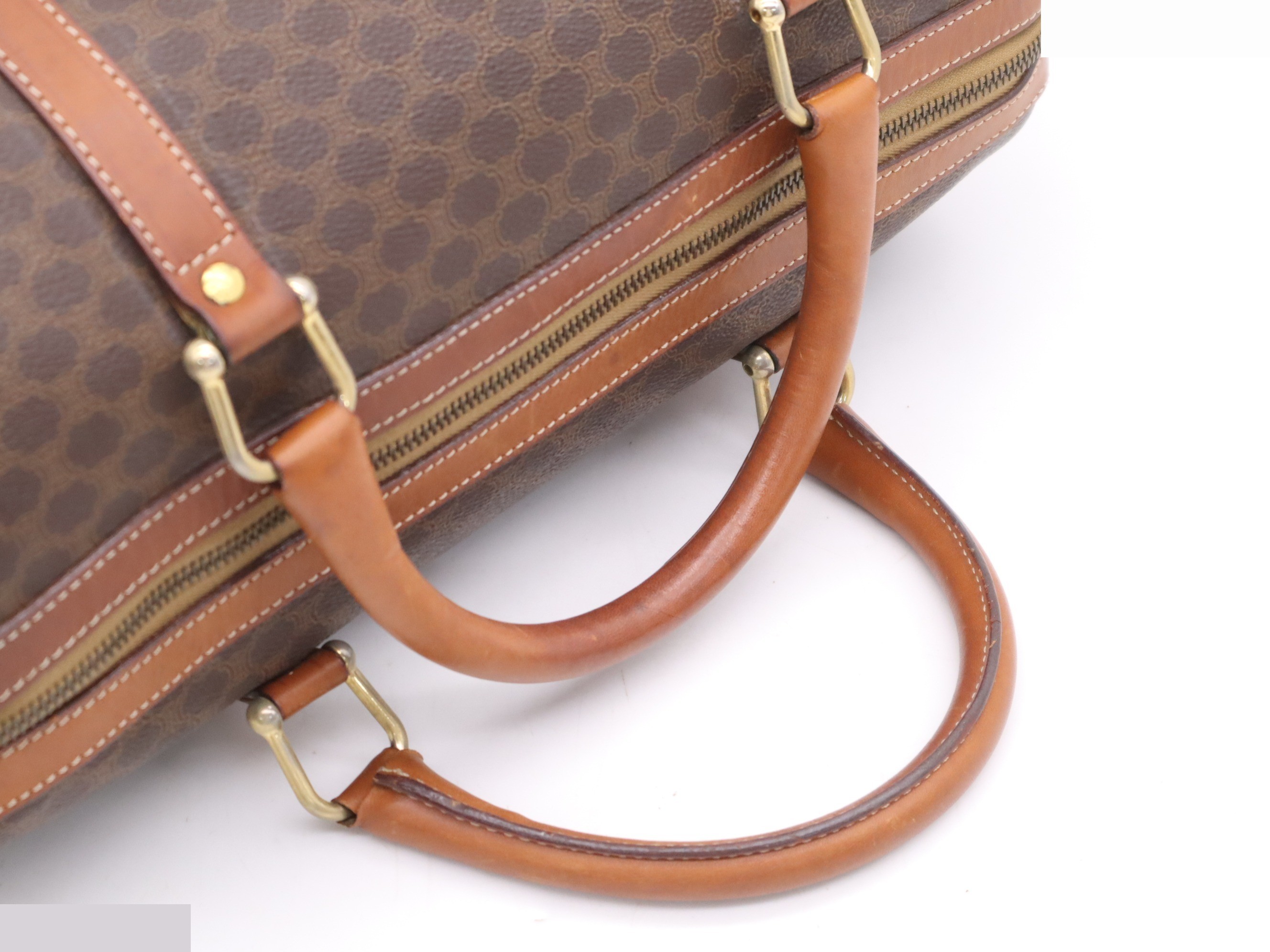 PVC Macadam Mini Boston Bag, Brown — view 6