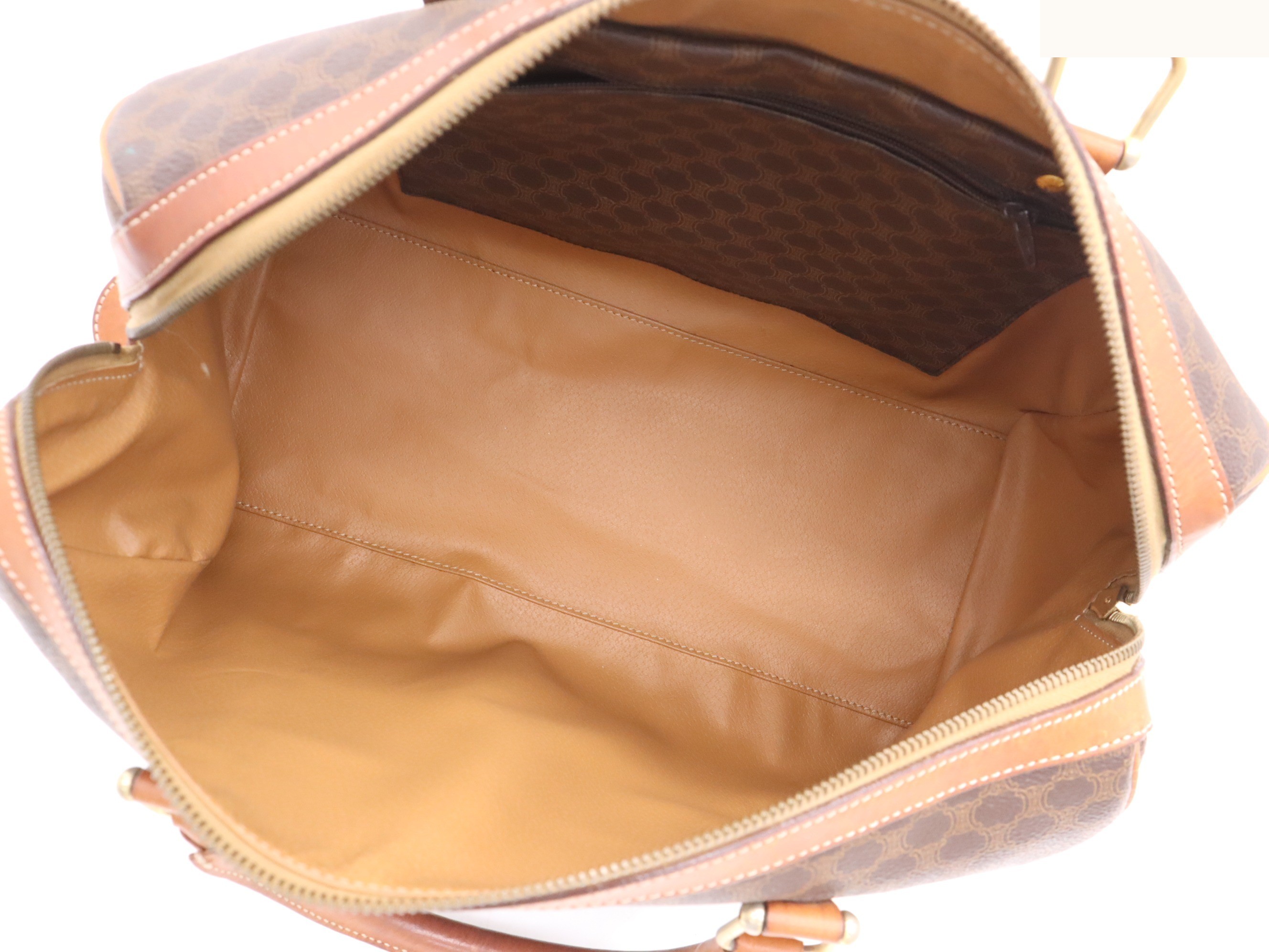 PVC Macadam Mini Boston Bag, Brown — view 7