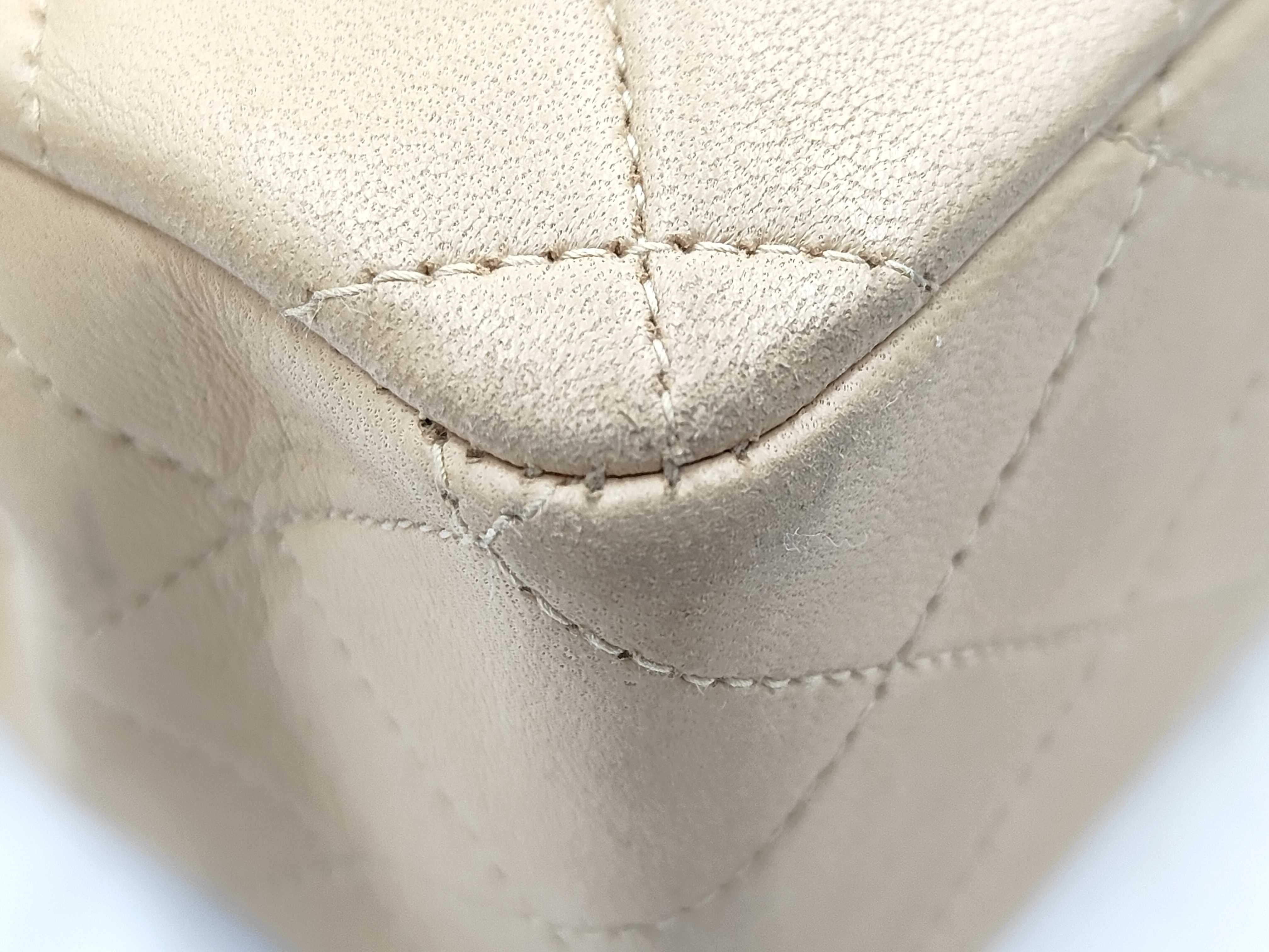 Matelassé Double Flap Beige Shoulder Bag — view 5