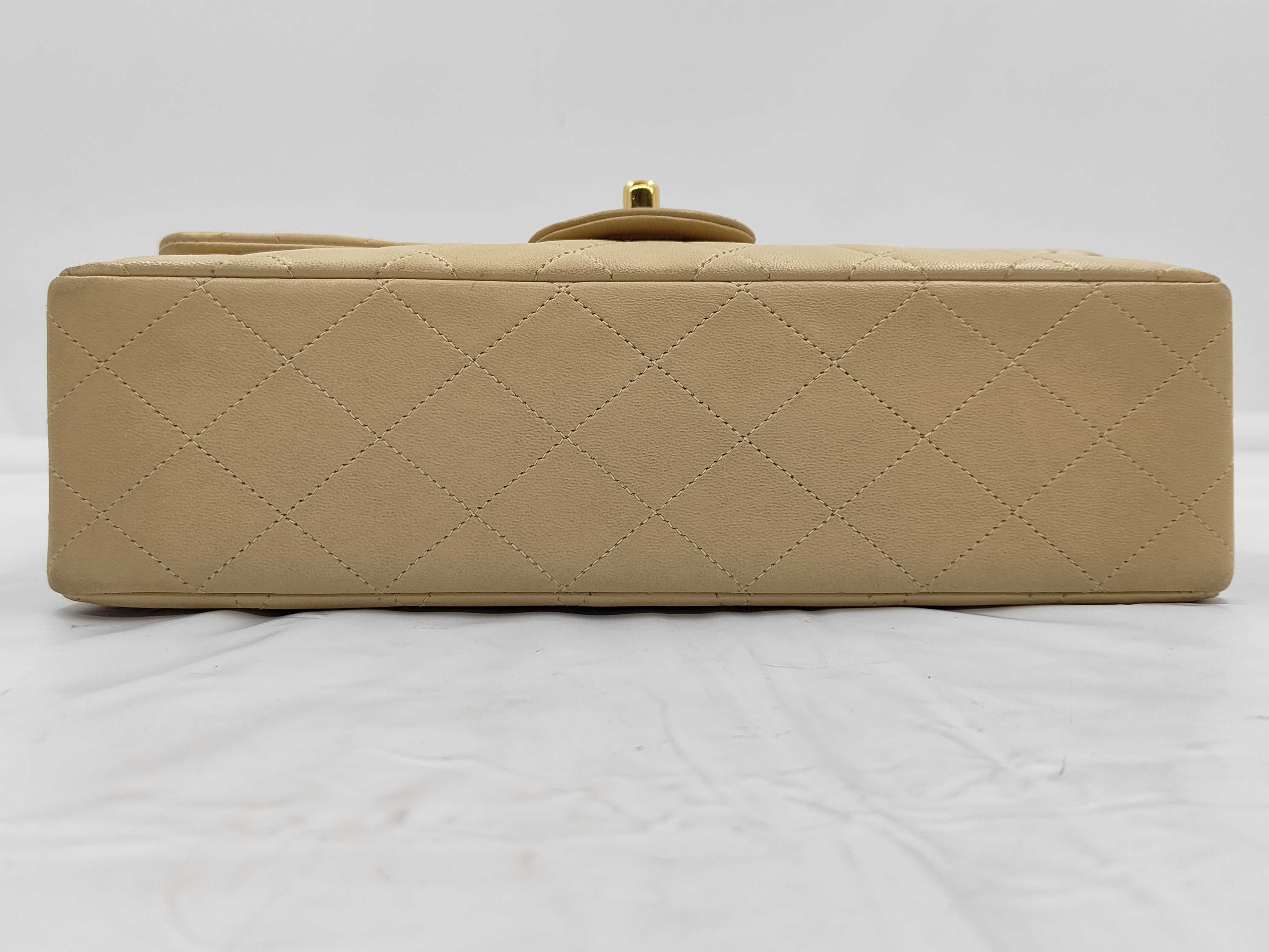 Matelassé Double Flap Beige Shoulder Bag — view 6
