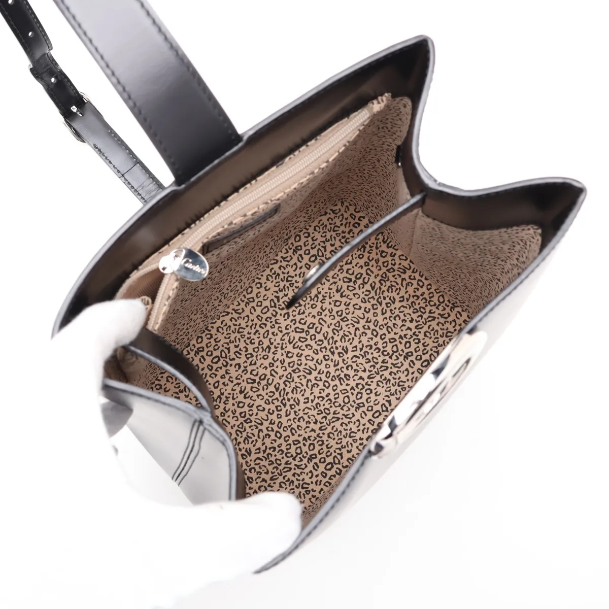 Panthère Leather Shoulder Bag, Black — view 6