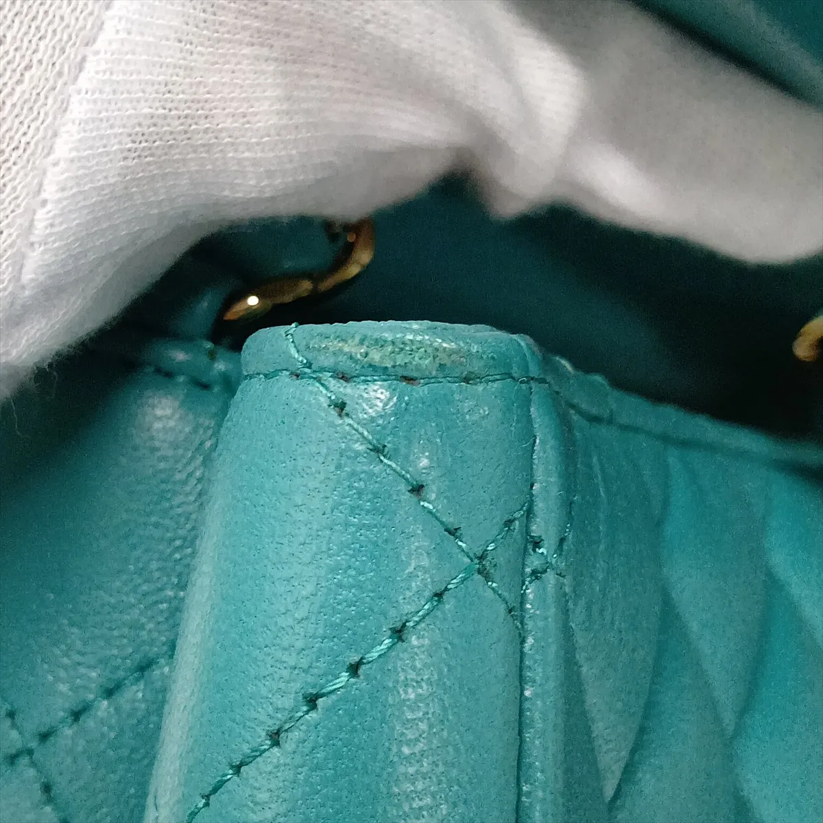 Mini Matelassé 17 Lambskin Single Flap Single Chain Bag, Blue with Gold Hardware, 31268732, Serial Number 31-series, A35200 — view 11