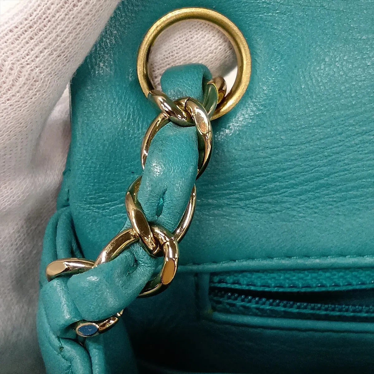 Mini Matelassé 17 Lambskin Single Flap Single Chain Bag, Blue with Gold Hardware, 31268732, Serial Number 31-series, A35200 — view 14