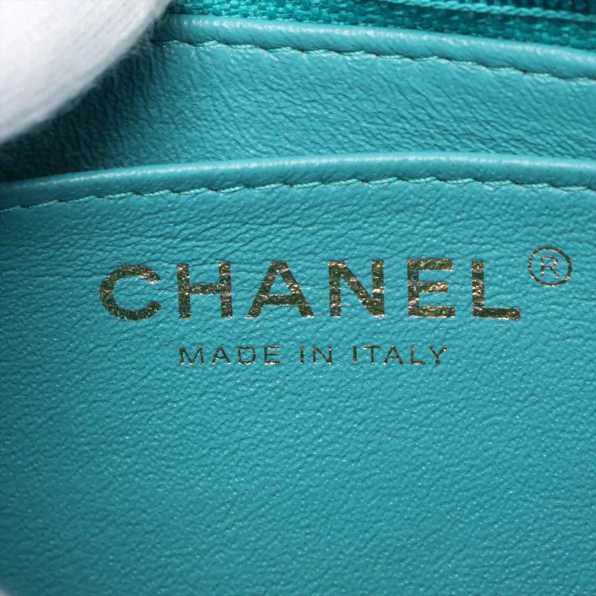 Mini Matelassé 17 Lambskin Single Flap Single Chain Bag, Blue with Gold Hardware, 31268732, Serial Number 31-series, A35200 — view 9