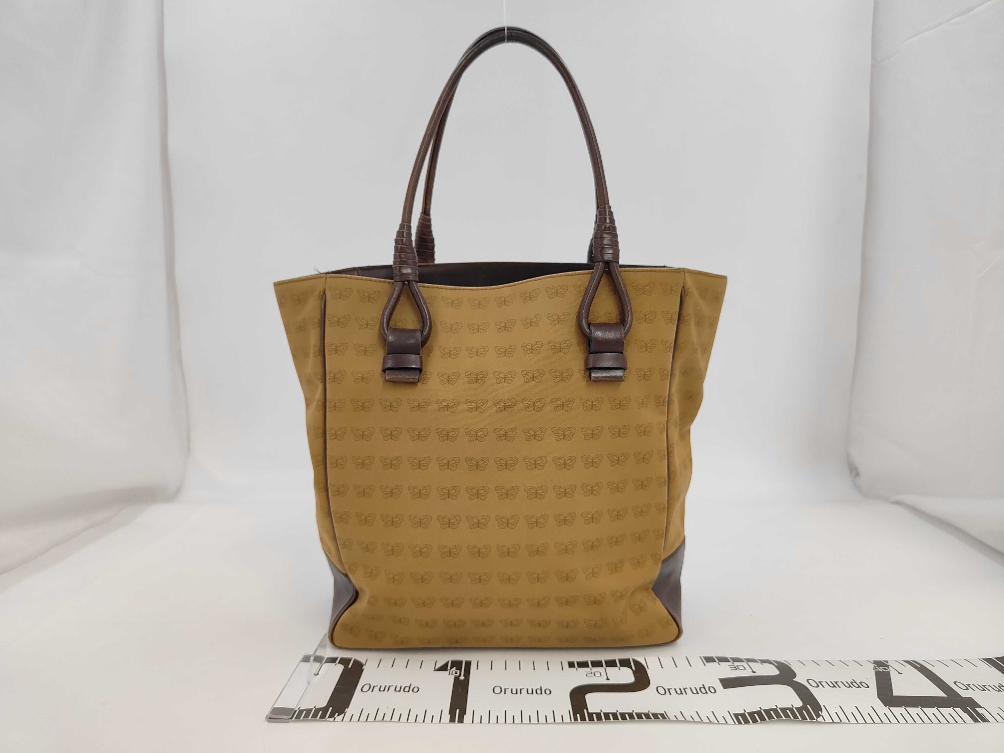 Butterfly Pattern Tote Bag, Brown Tote Bag — view 2