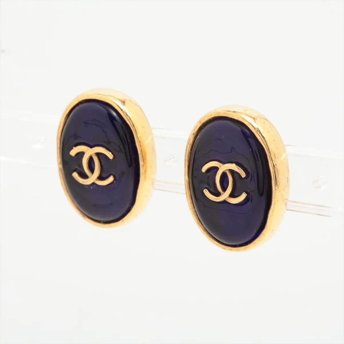 Cocomark Gripore 93A earrings (for both ears) GP x colored stone Blue x gold — view 3