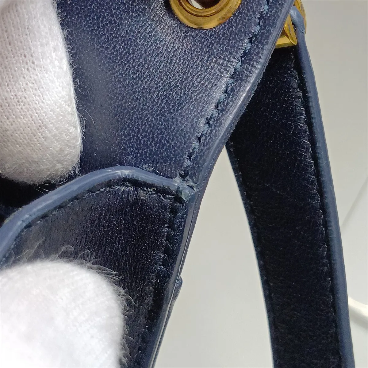 Gabby Leather Shoulder Bag, Navy, 668863 — view 12
