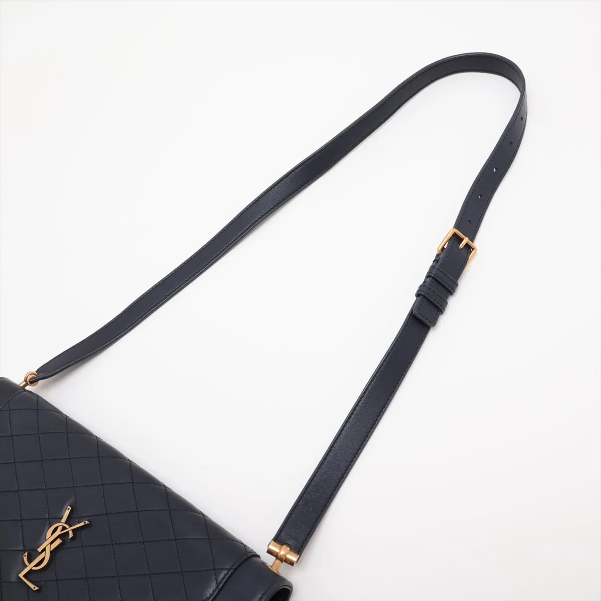 Gabby Leather Shoulder Bag, Navy, 668863 — view 5