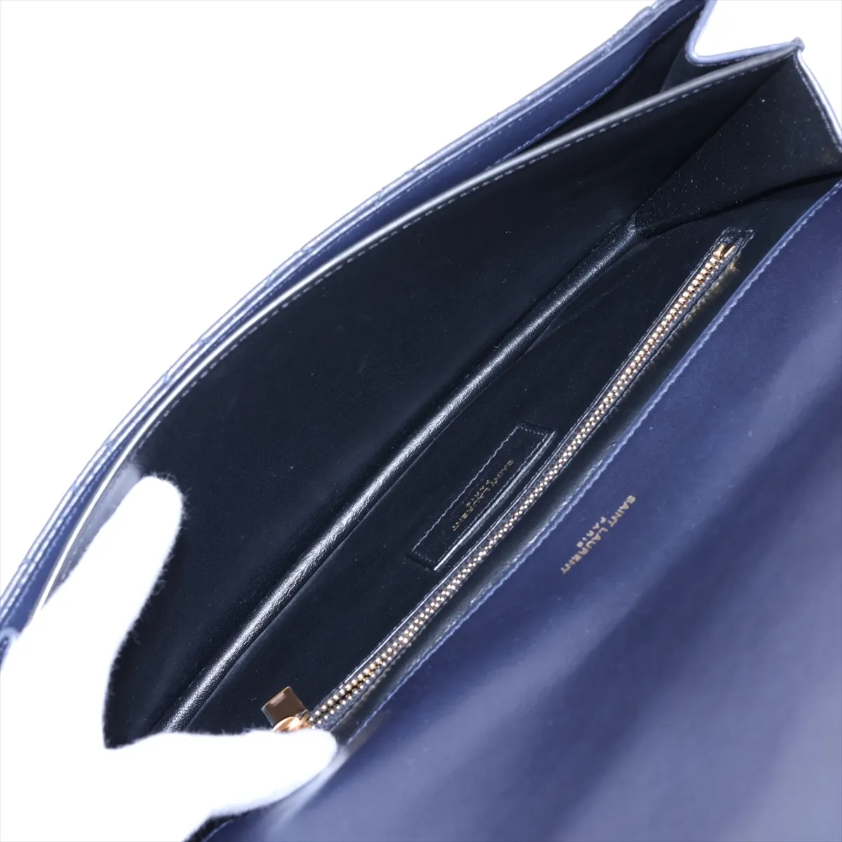 Gabby Leather Shoulder Bag, Navy, 668863 — view 6