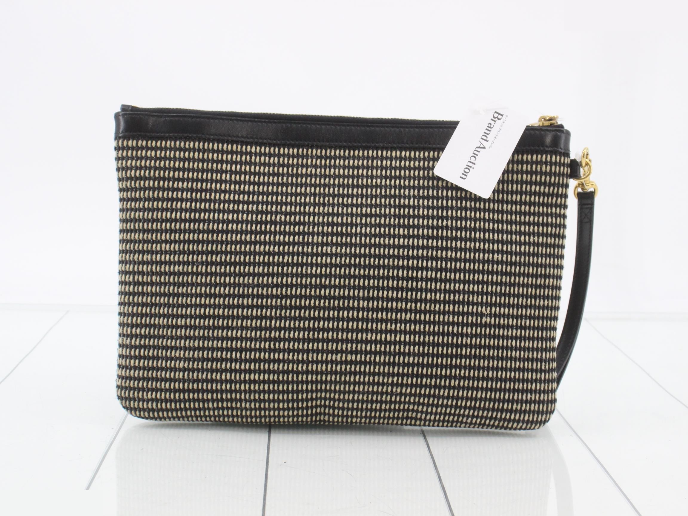 Rive Gauche Clutch Bag Canvas Black x Beige — view 2