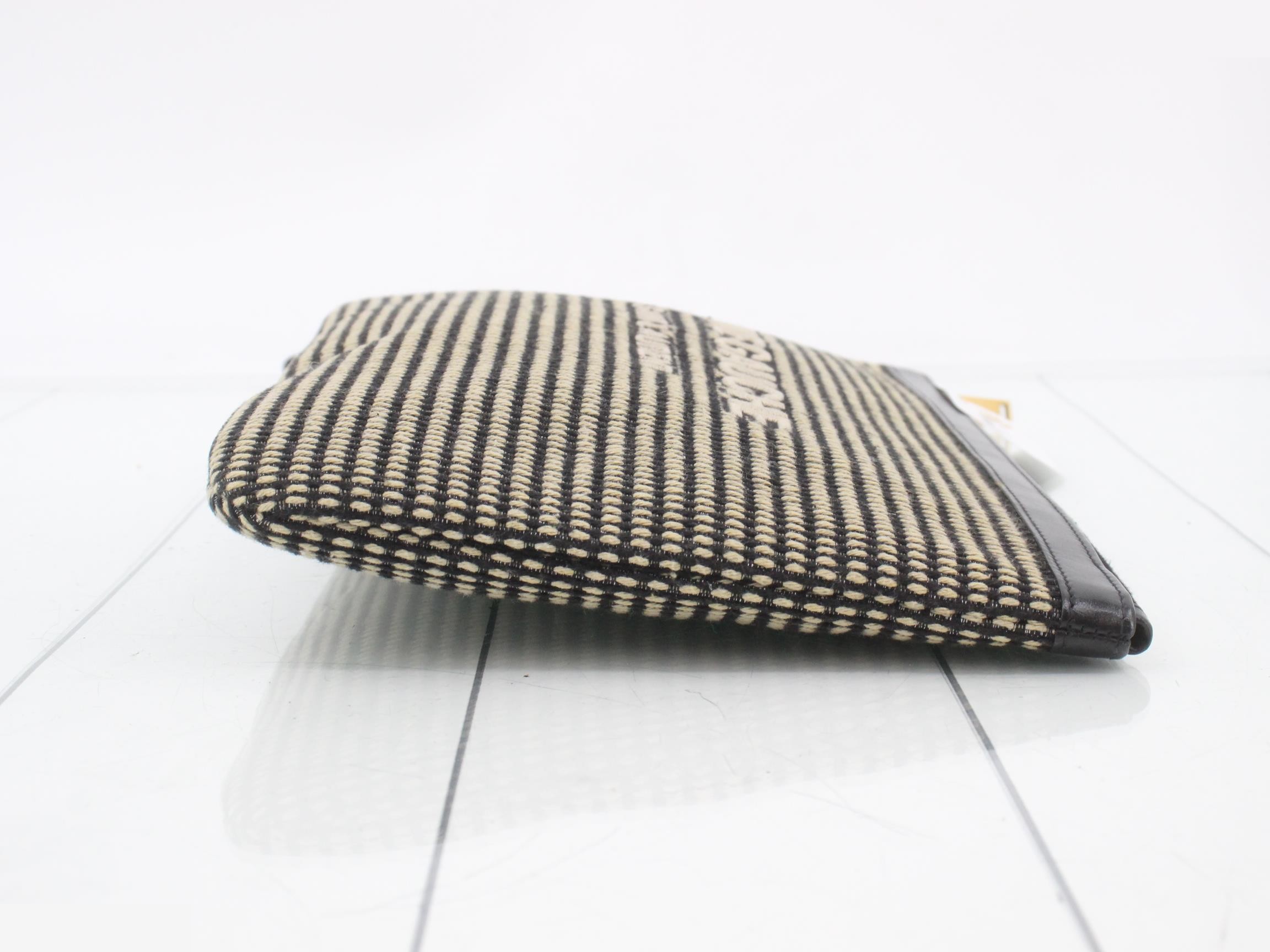 Rive Gauche Clutch Bag Canvas Black x Beige — view 3