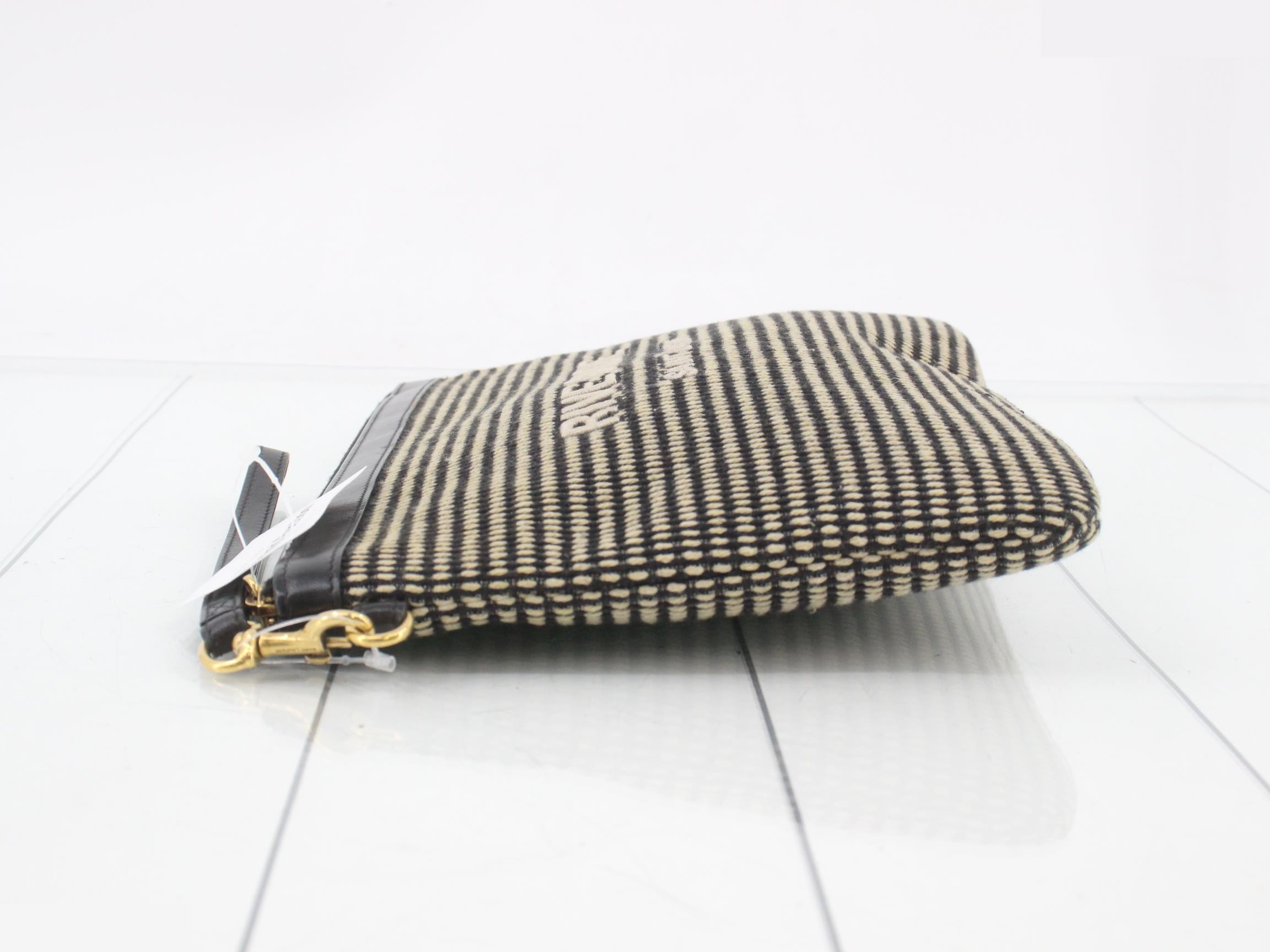 Rive Gauche Clutch Bag Canvas Black x Beige — view 4