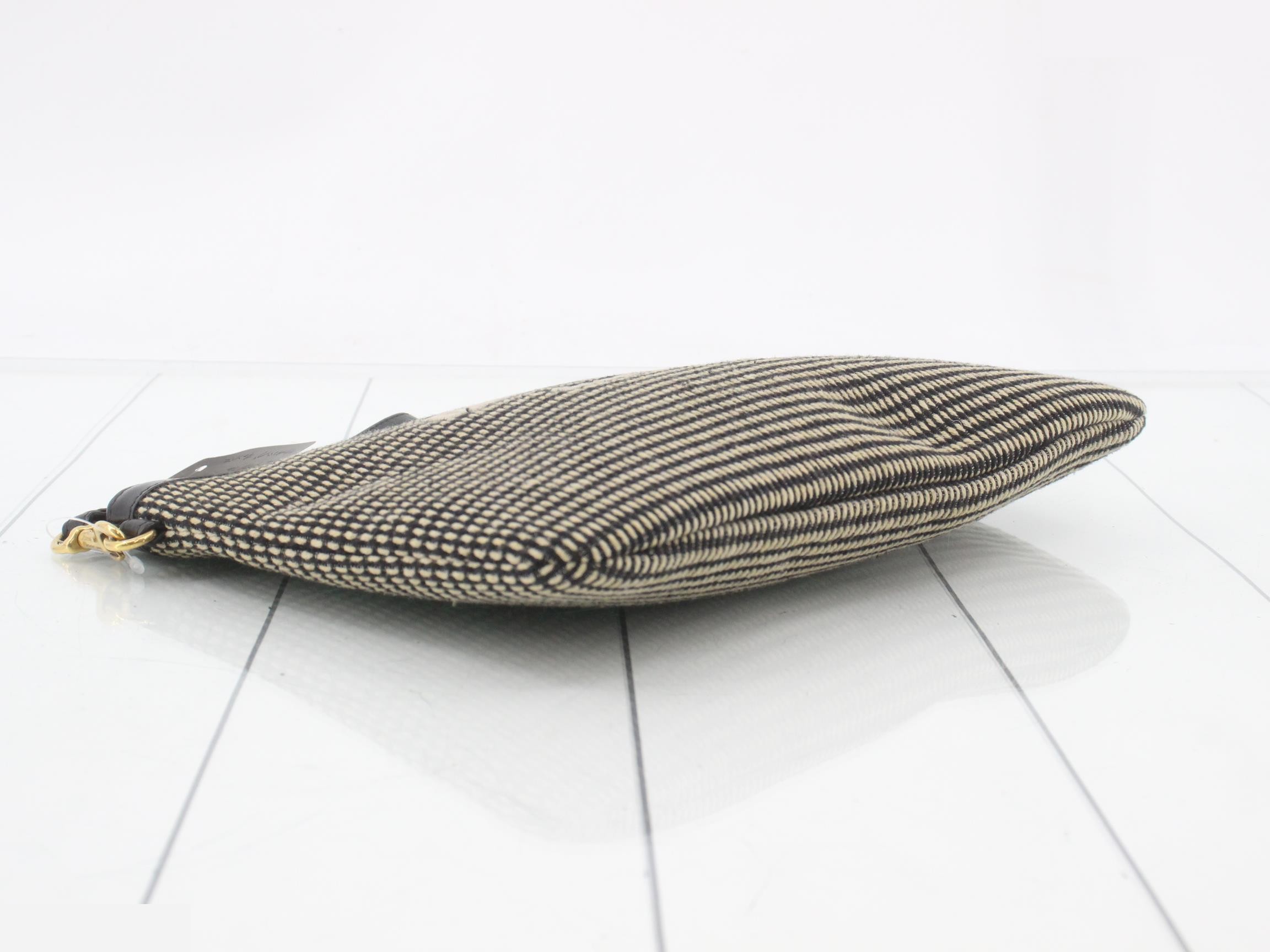 Rive Gauche Clutch Bag Canvas Black x Beige — view 5