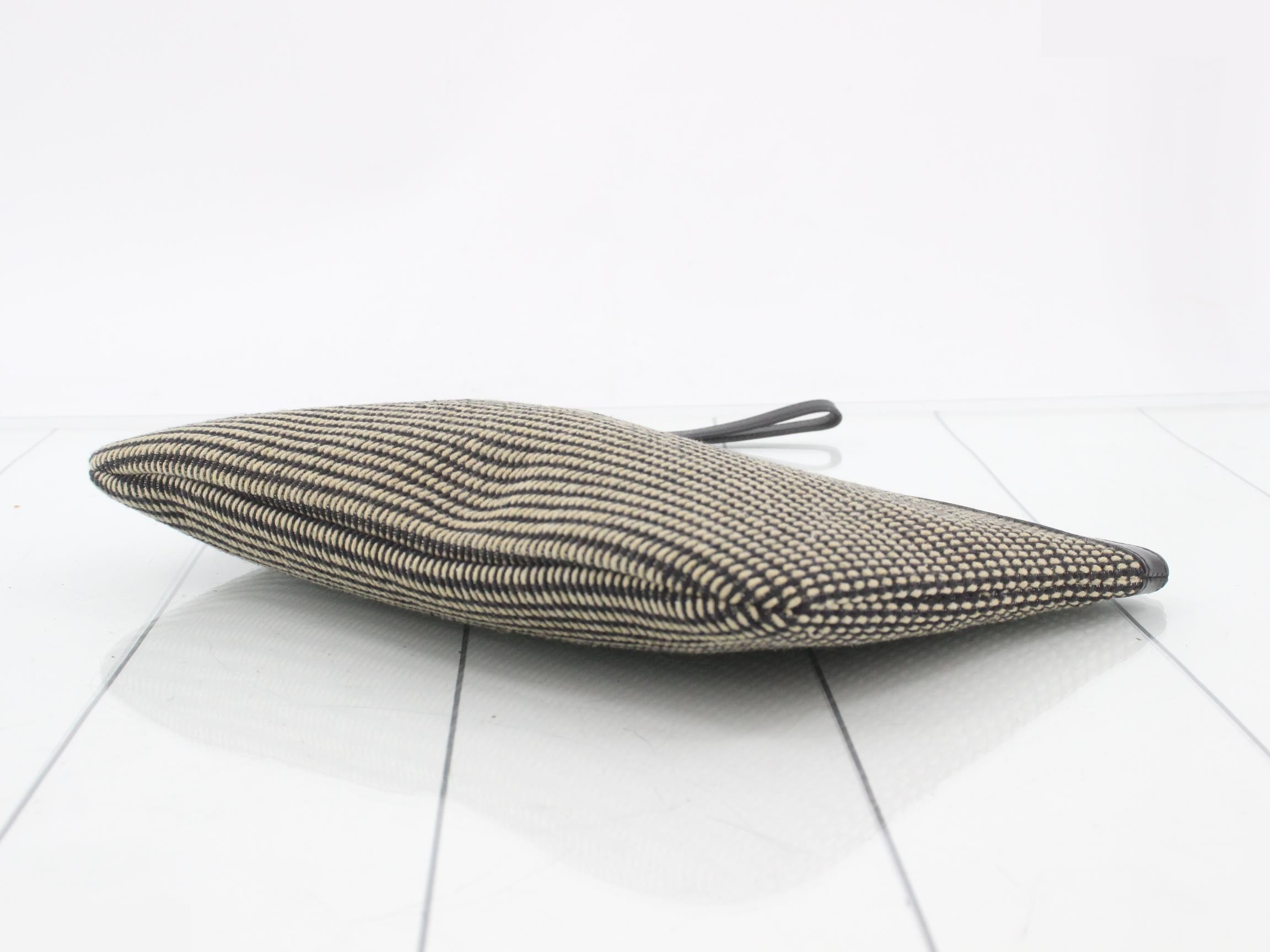 Rive Gauche Clutch Bag Canvas Black x Beige — view 6