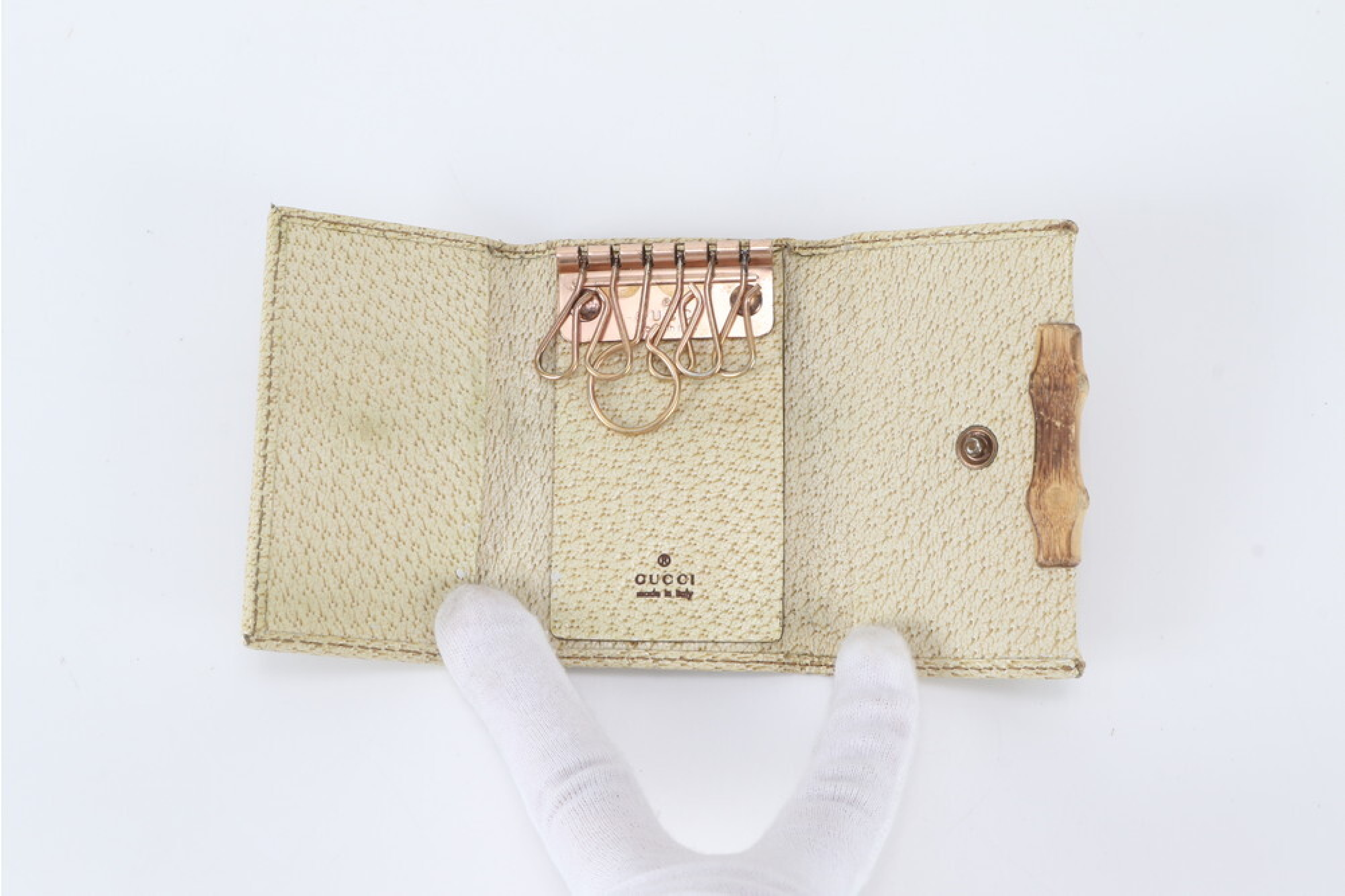 GG Canvas Bamboo Leather Key Case/Keychain — view 5