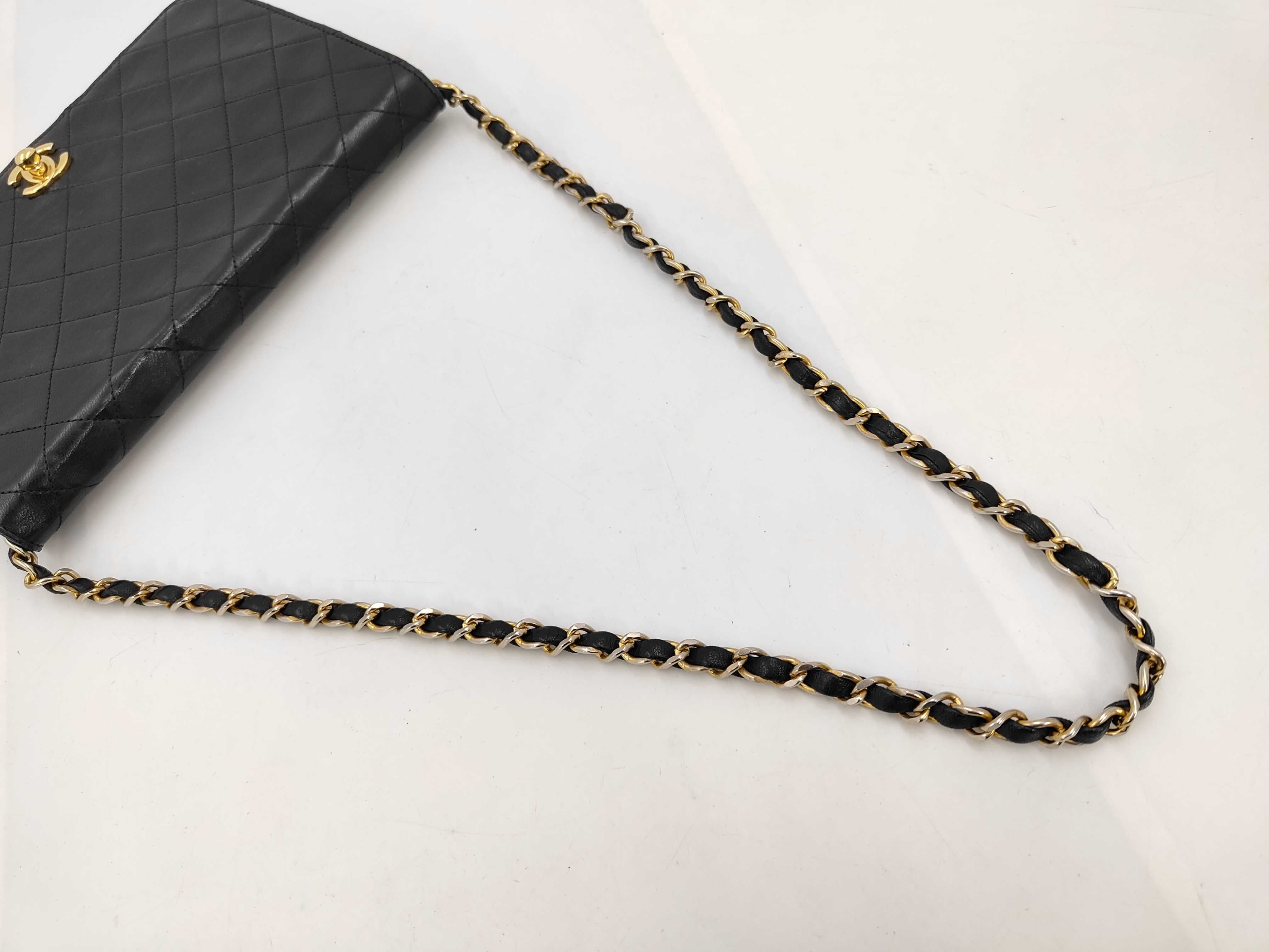 Matelassé Full Flap Chain Shoulder Bag, Lambskin, Black, Serial Number 8 — view 3