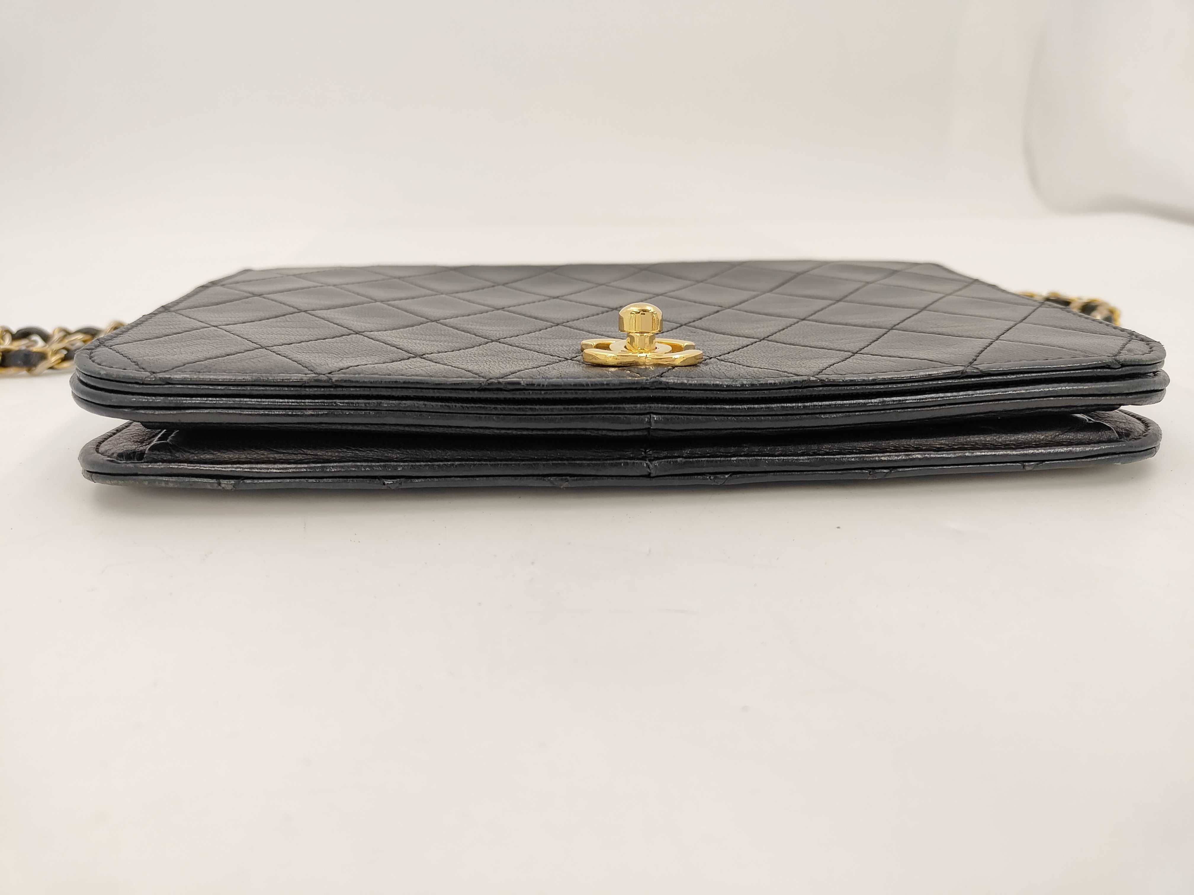 Matelassé Full Flap Chain Shoulder Bag, Lambskin, Black, Serial Number 8 — view 6