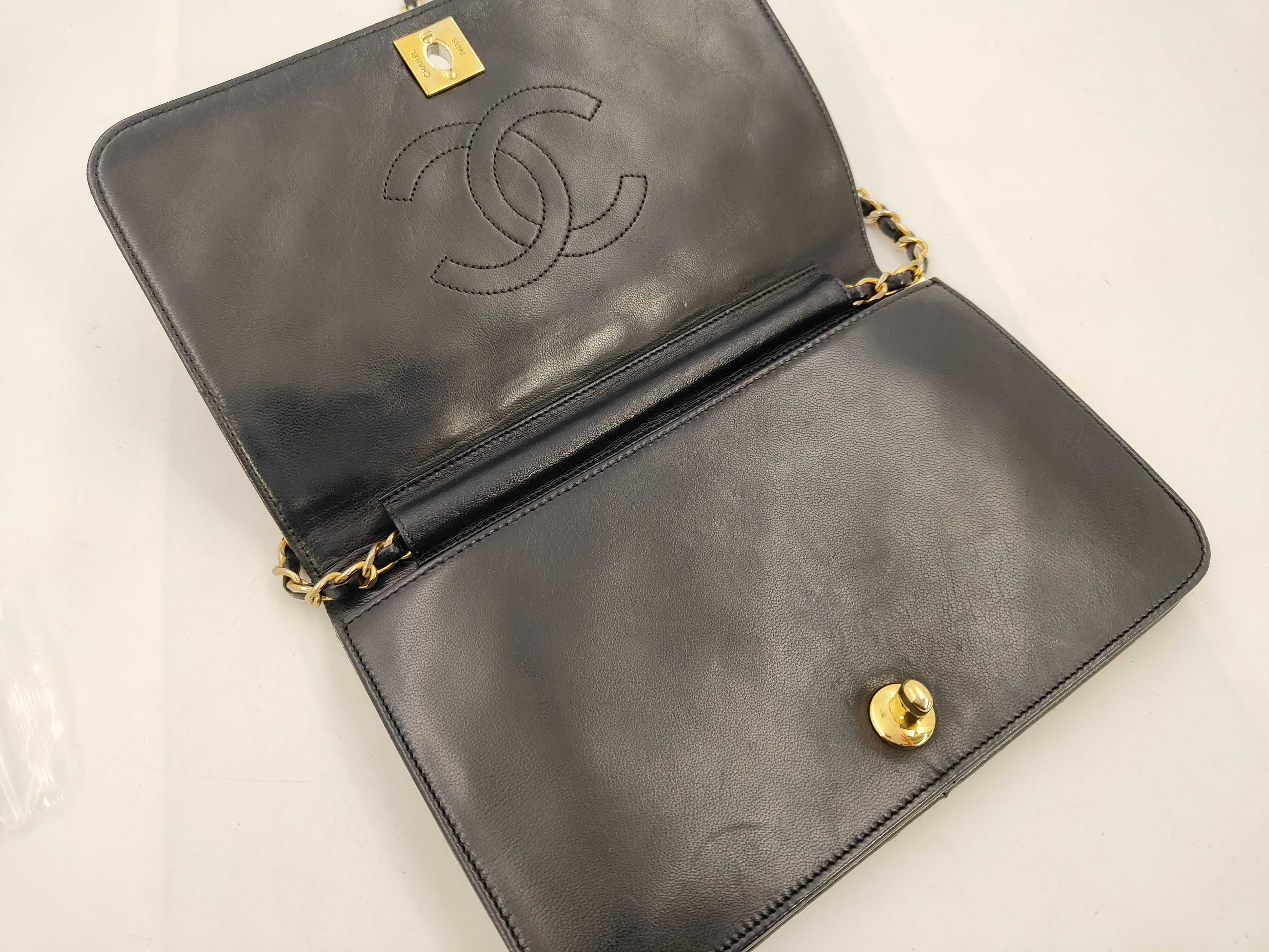 Matelassé Full Flap Chain Shoulder Bag, Lambskin, Black, Serial Number 8 — view 8