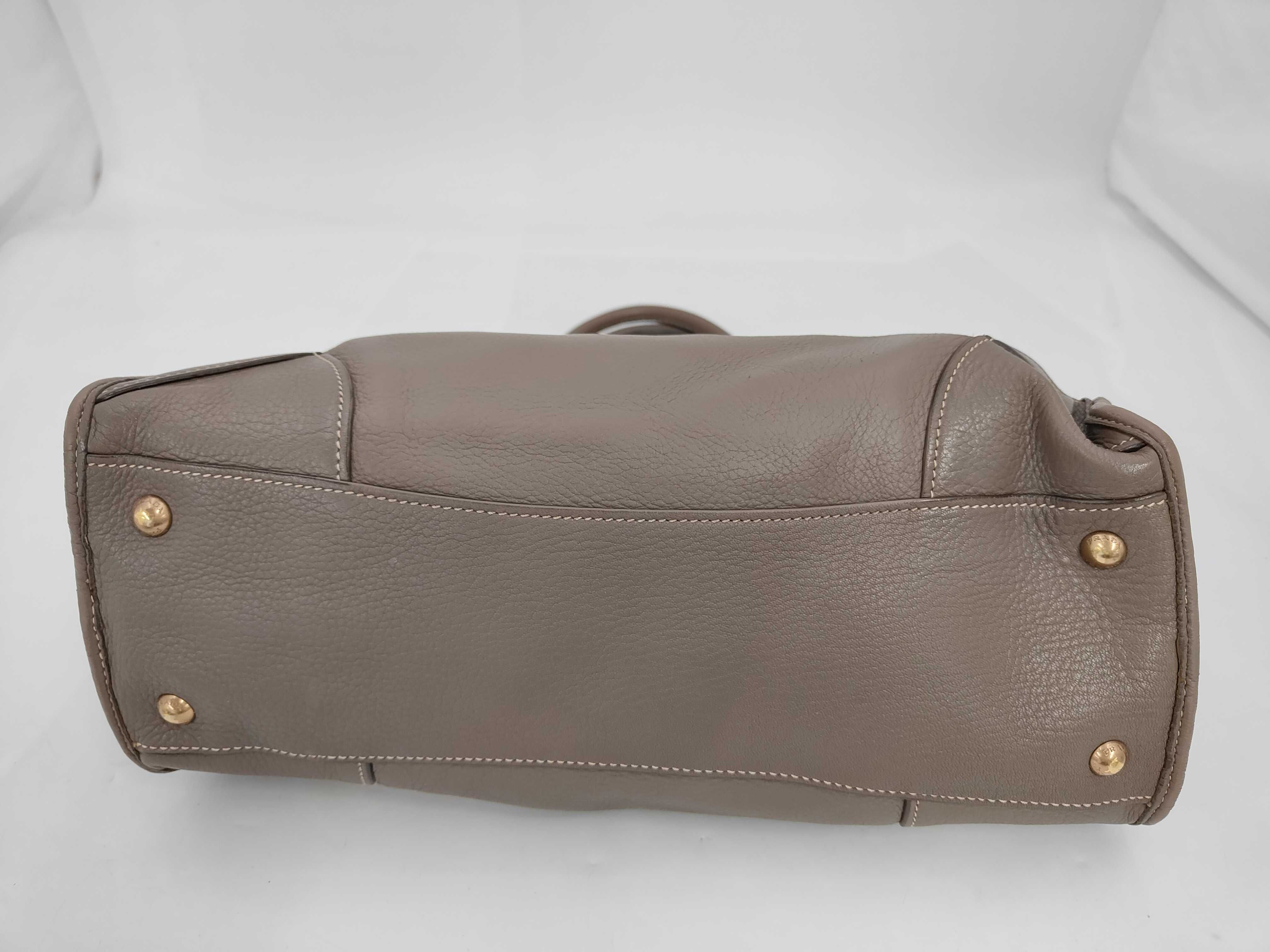 Vitello Daino Leather Motor Tote Shoulder Bag 2-Way Taupe Handbag — view 3