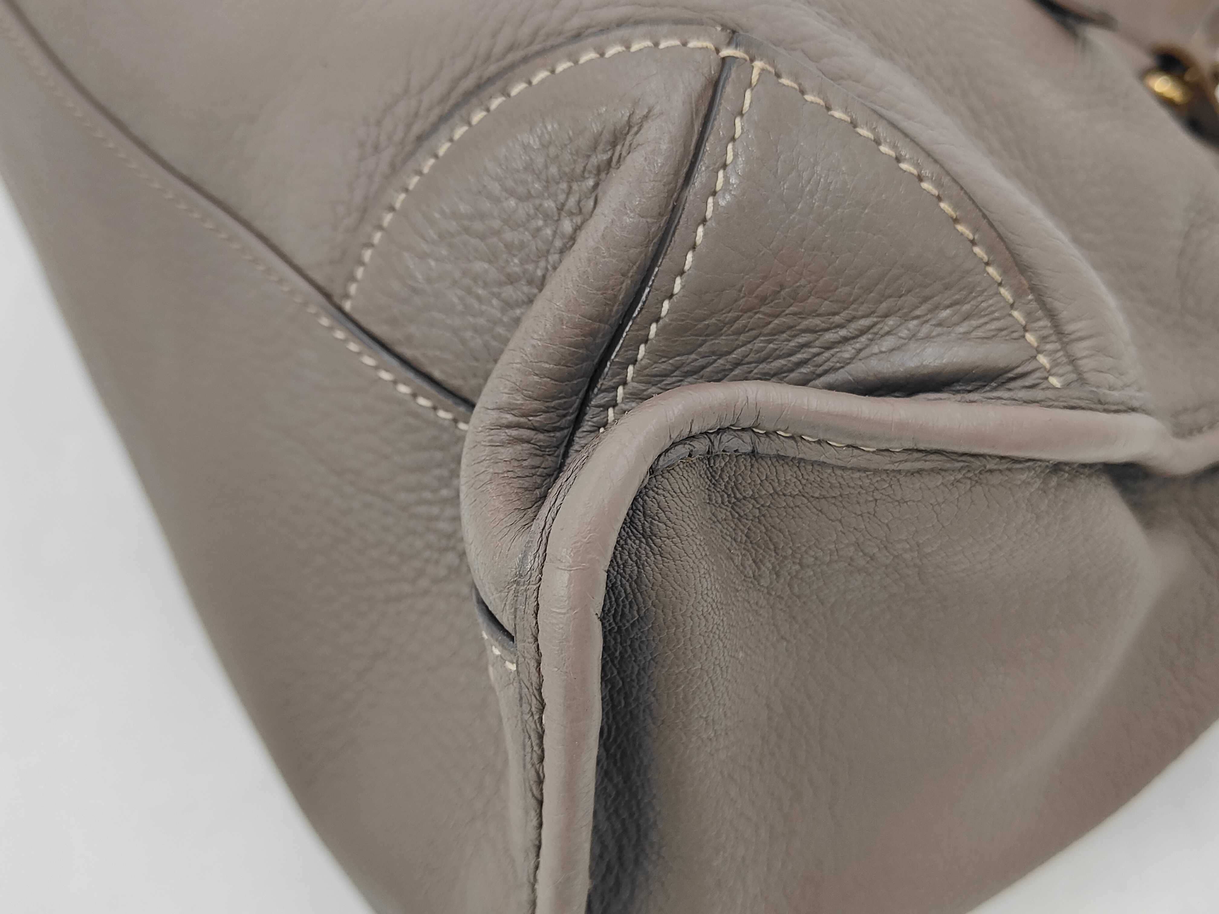 Vitello Daino Leather Motor Tote Shoulder Bag 2-Way Taupe Handbag — view 4