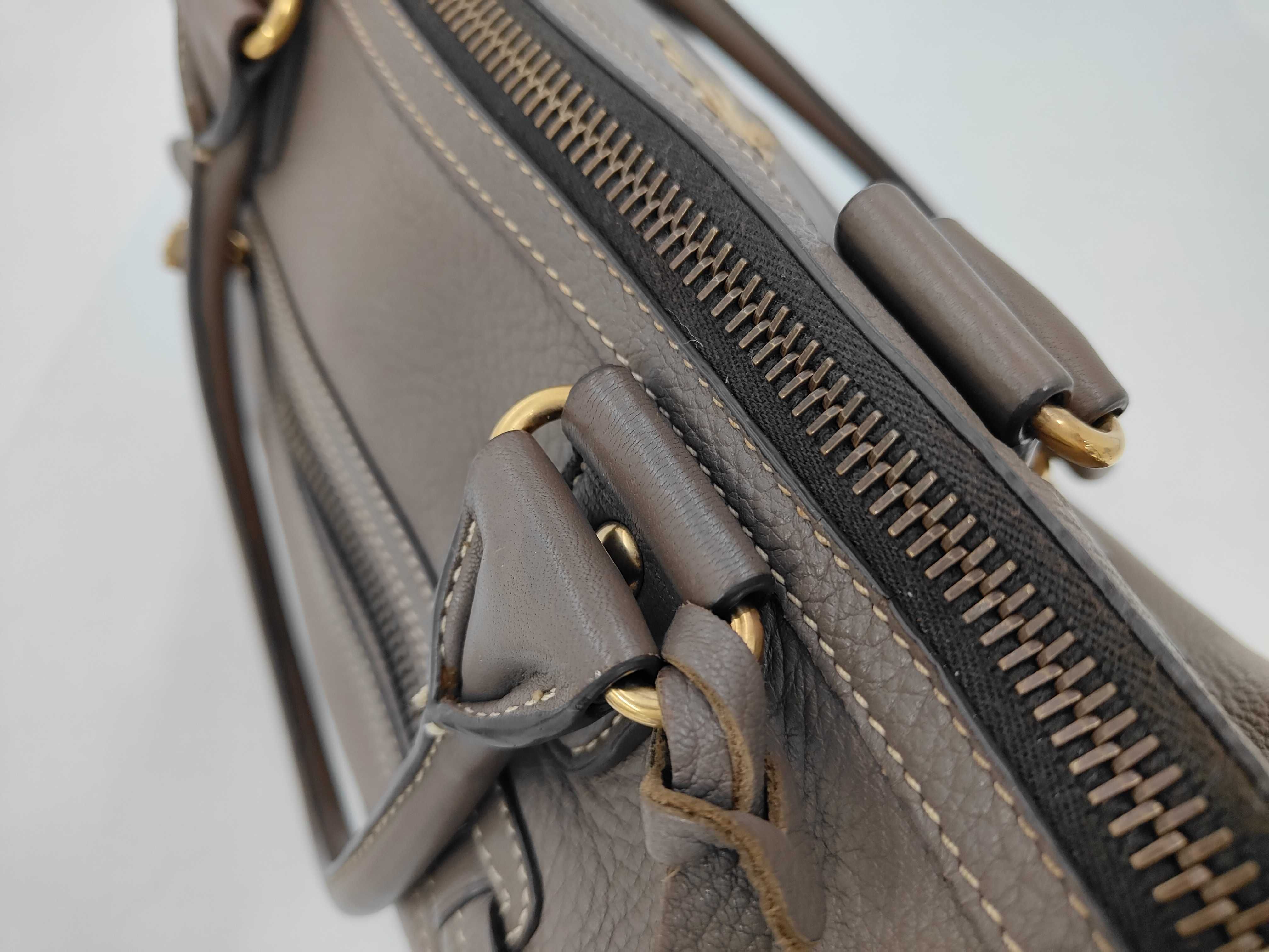 Vitello Daino Leather Motor Tote Shoulder Bag 2-Way Taupe Handbag — view 7