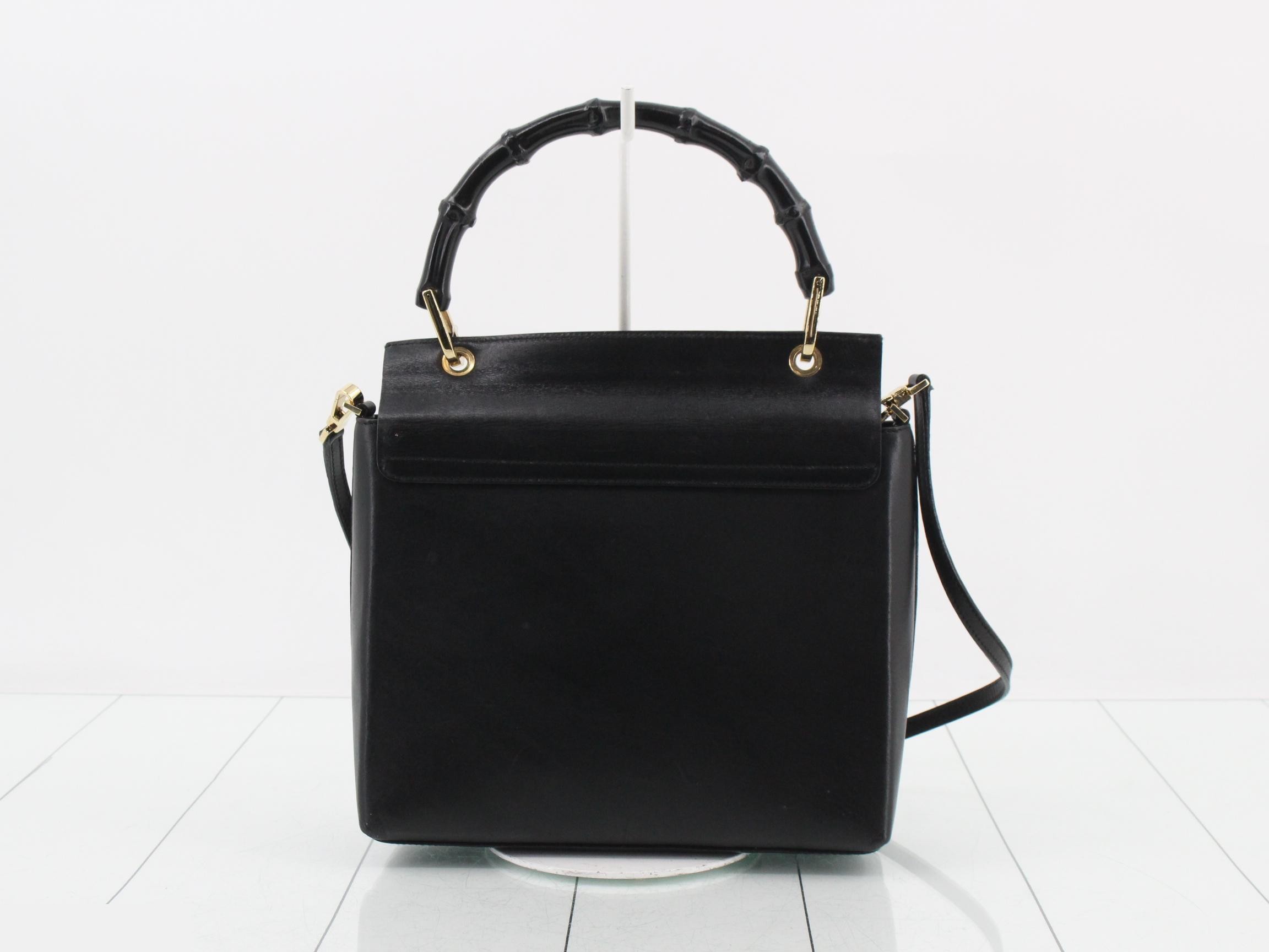 Bamboo Leather 2-Way Handbag with Shoulder Strap — view 2