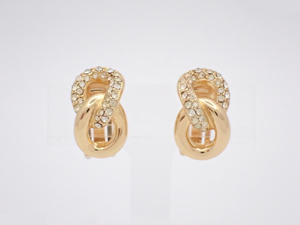 Earrings, Rhinestone, Gold, 13.3g