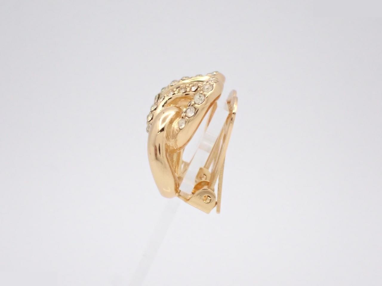 Earrings, Rhinestone, Gold, 13.3g — view 3