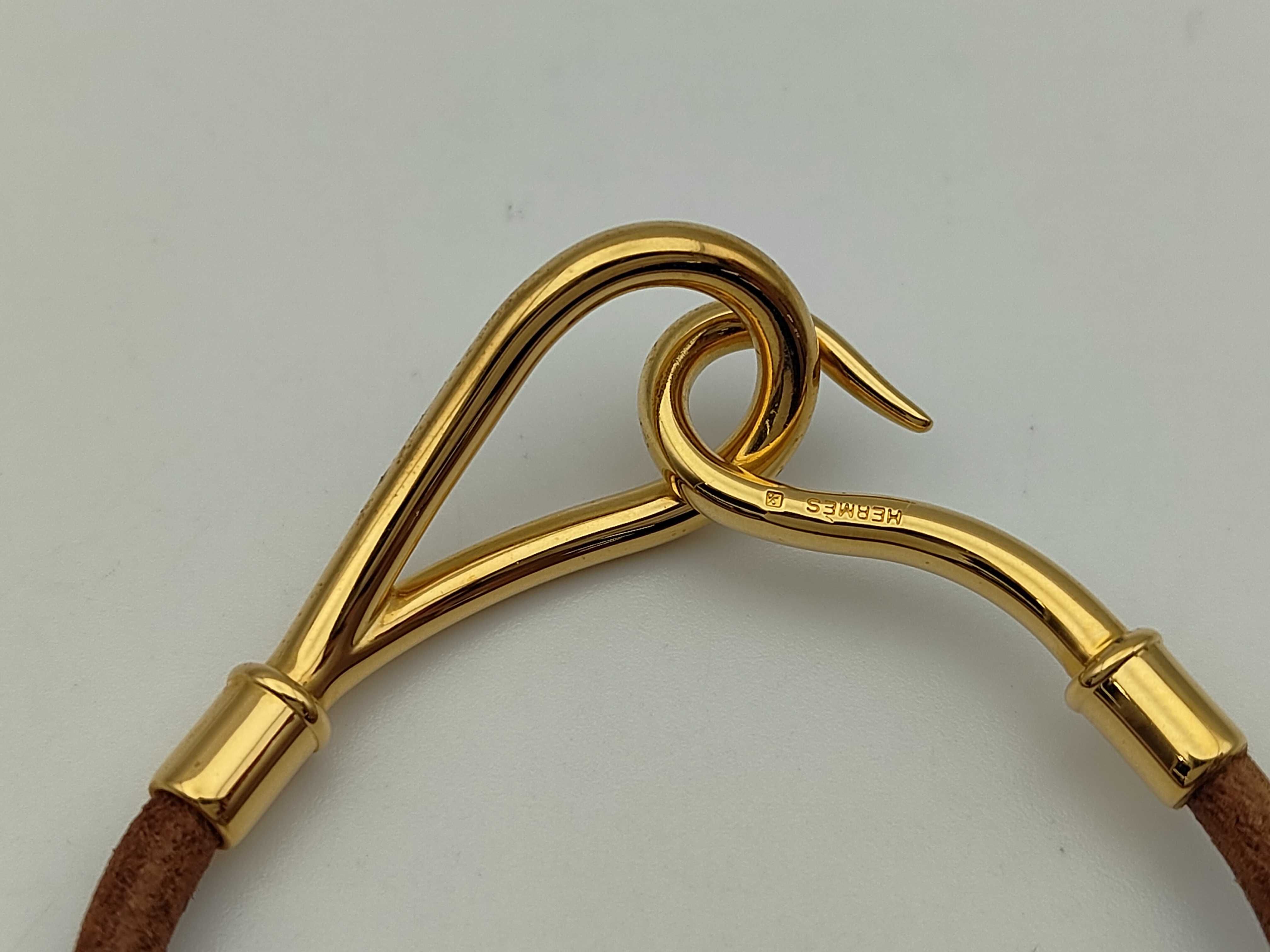 Jumbo Leather Brown Gold Hardware Bracelet Bracelet/Bangle — view 2